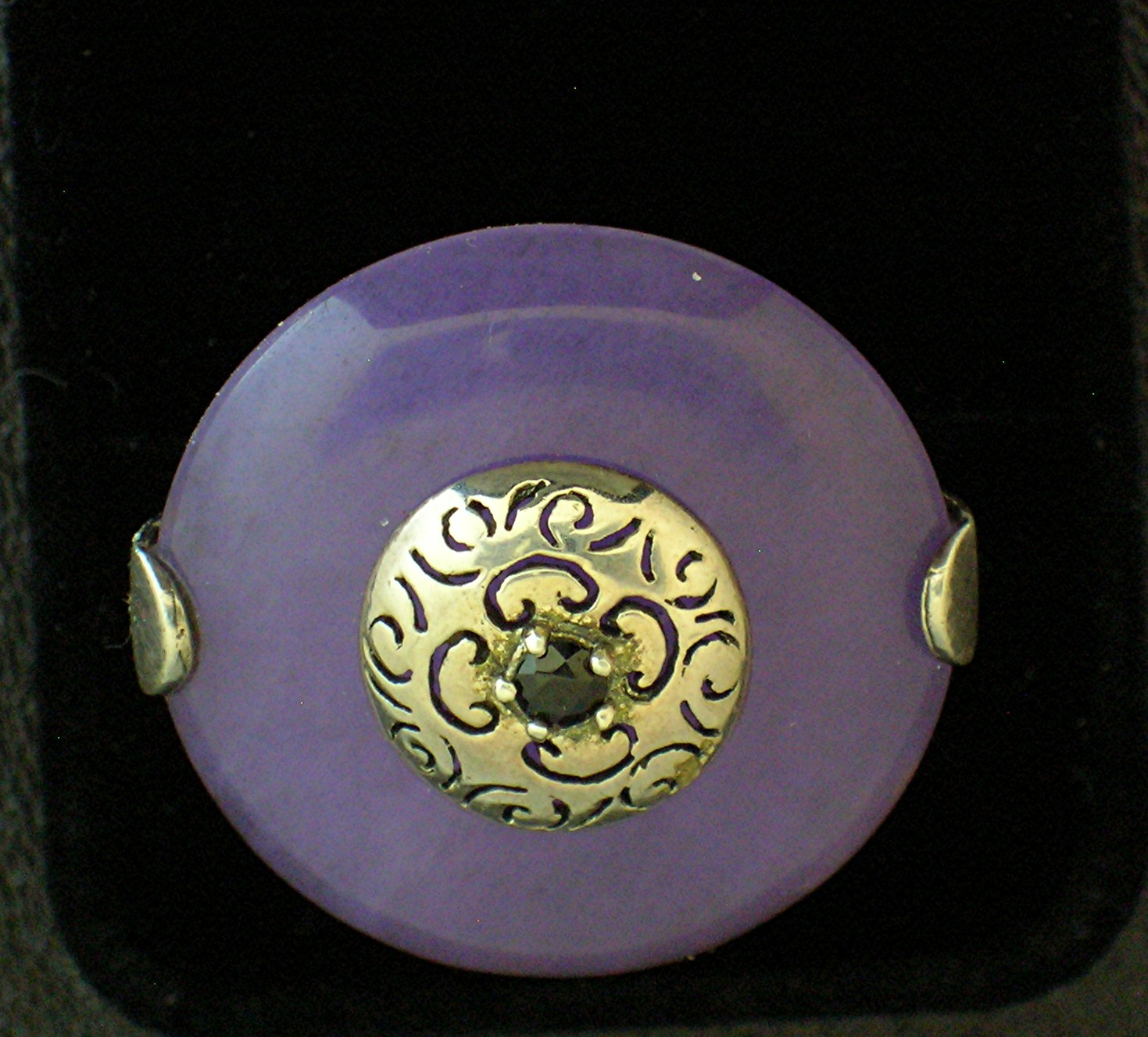 Sapphire Lavender Jade  Sterling Silver Ring