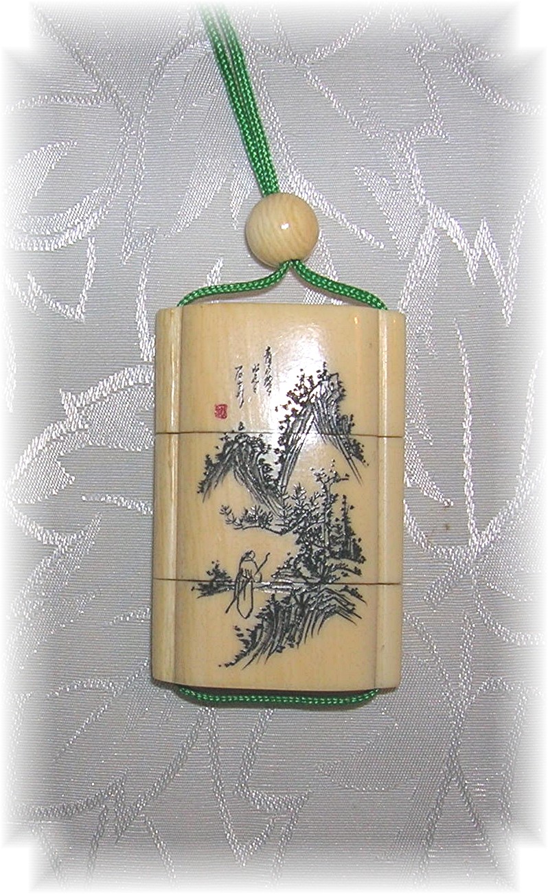 Japanese 3 Compartment 1 5/8 Inches Ivory Inro