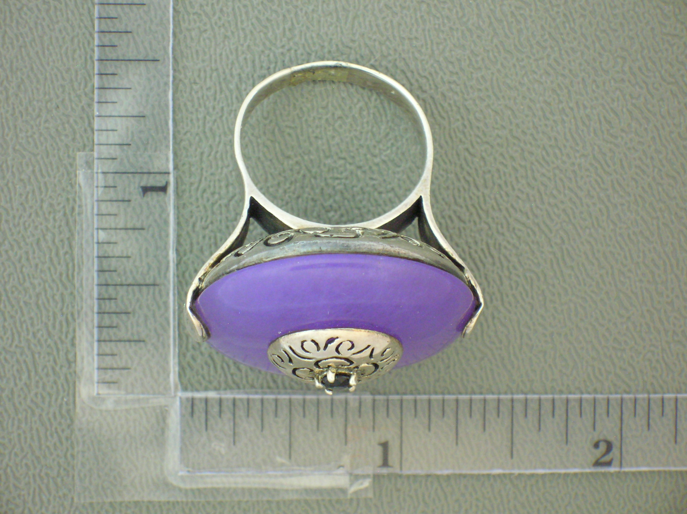 Sapphire Lavender Jade  Sterling Silver Ring
