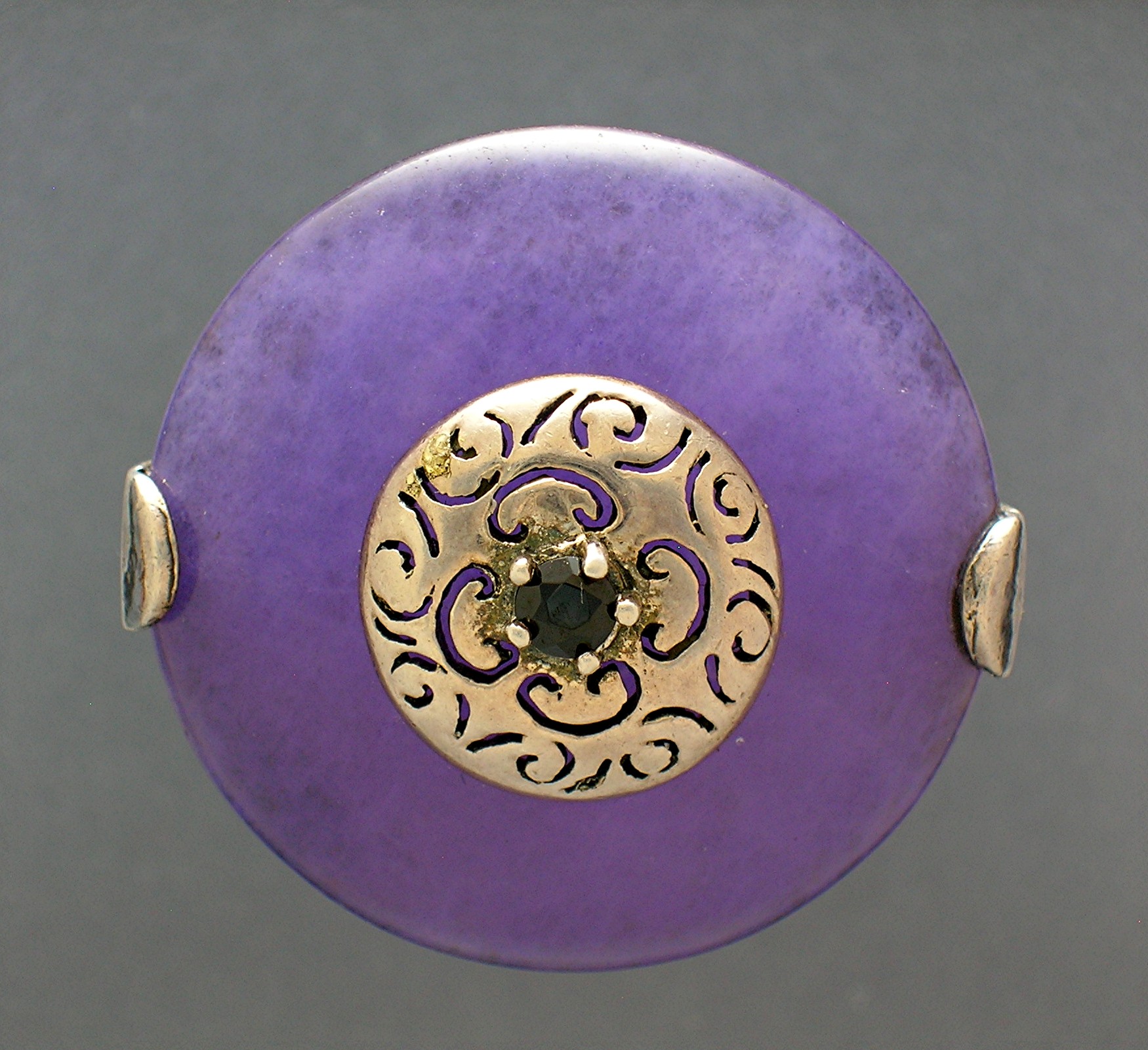 Sapphire Lavender Jade  Sterling Silver Ring