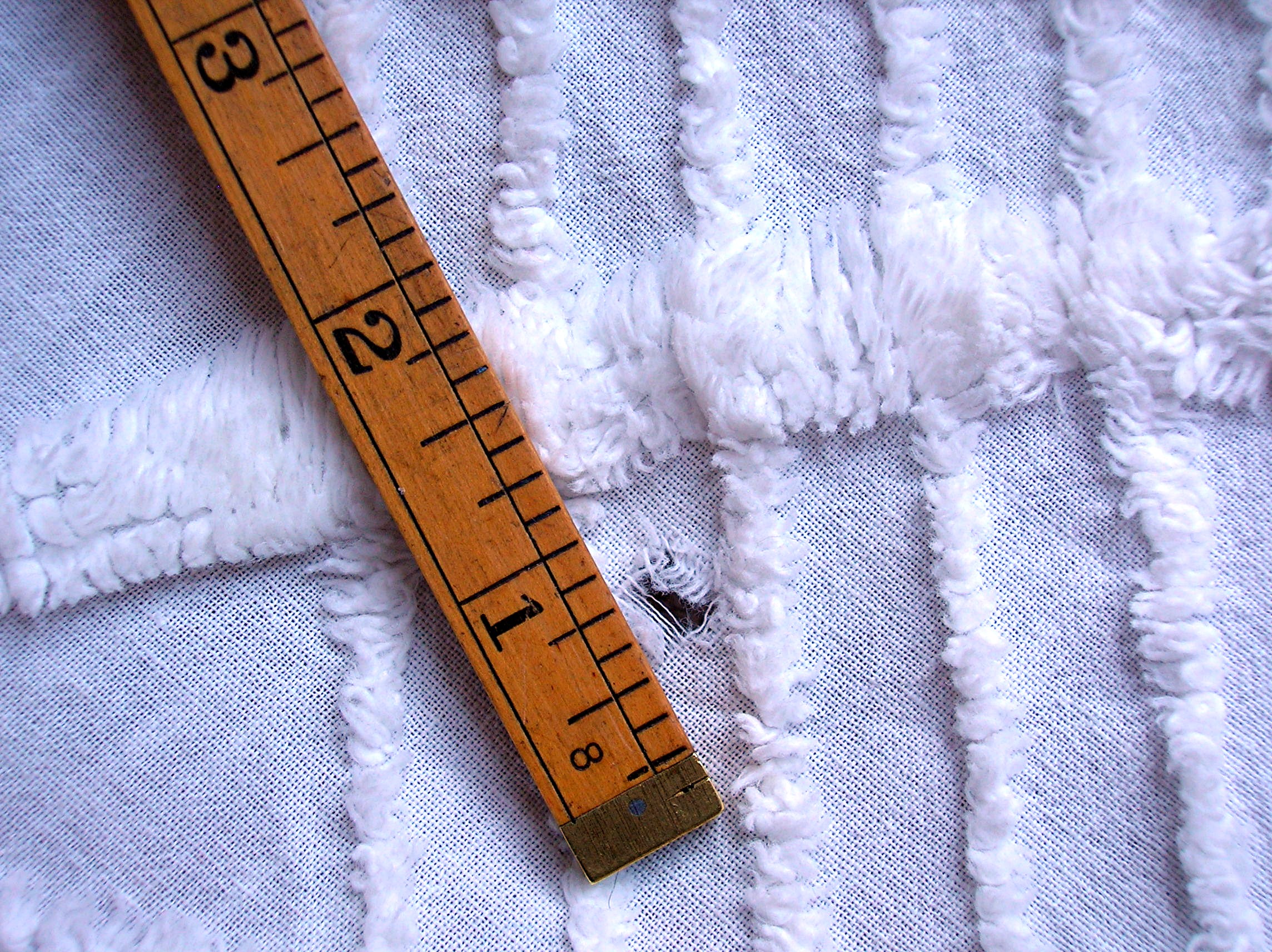 White Chenille Bed Spread Single Size 98 by 102 in.