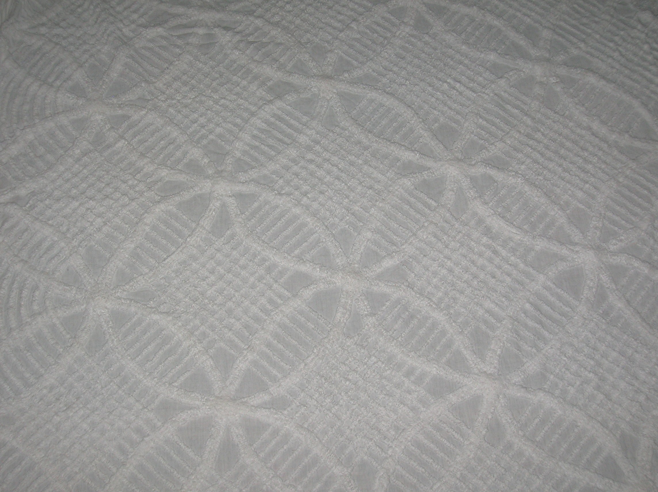White Chenille Bed Spread Single Size 98 by 102 in.