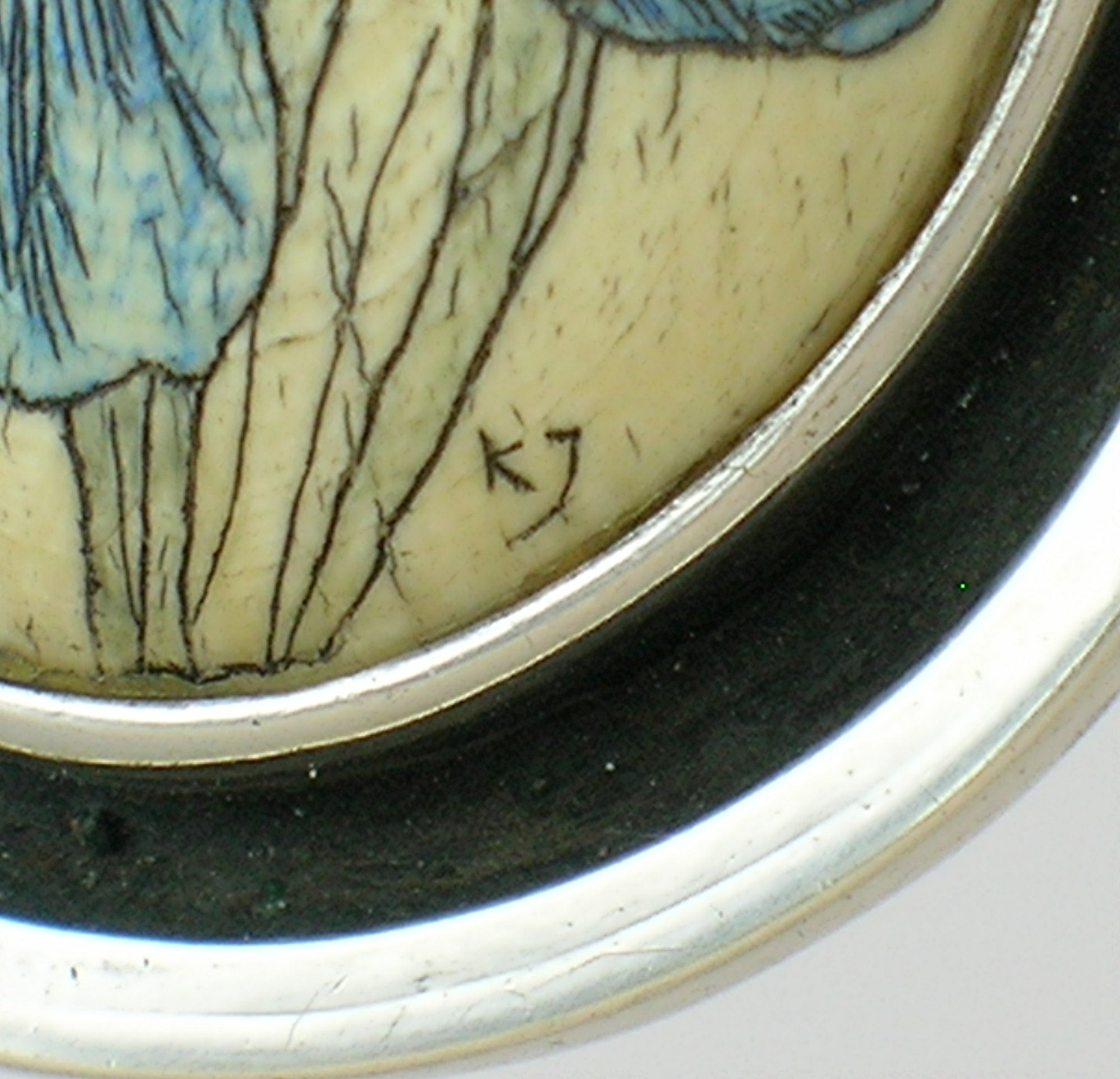 Sterling Silver Ivory Scrimshaw Signed Ring....