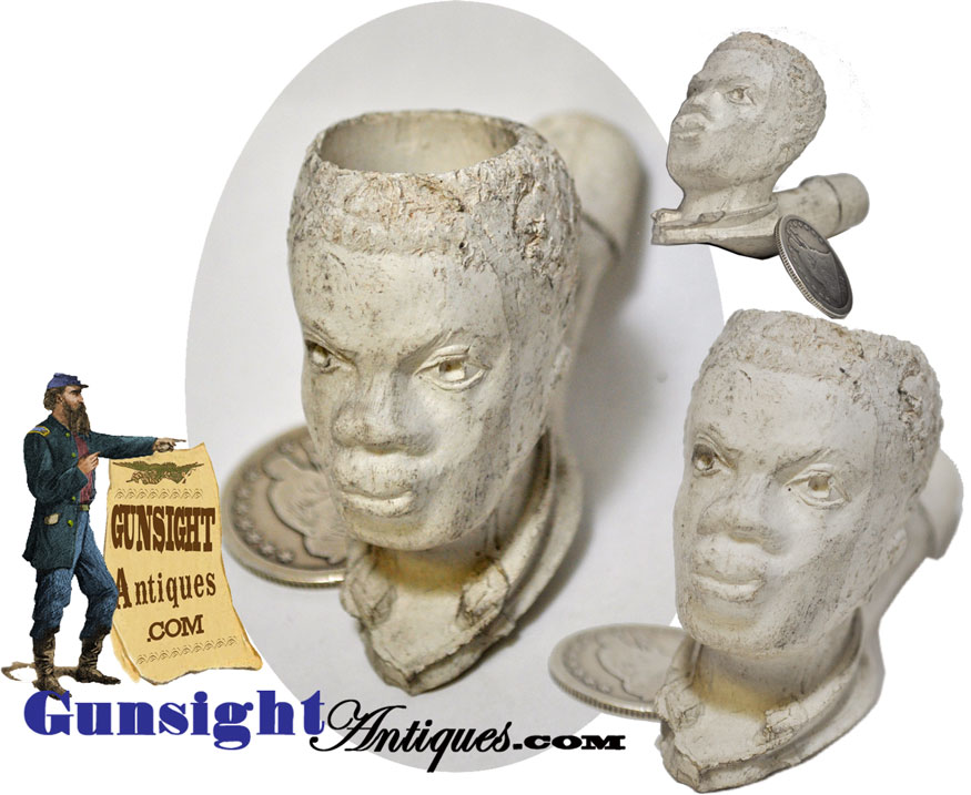 19th Century Black Americana Figural Clay Tobacco Pipe