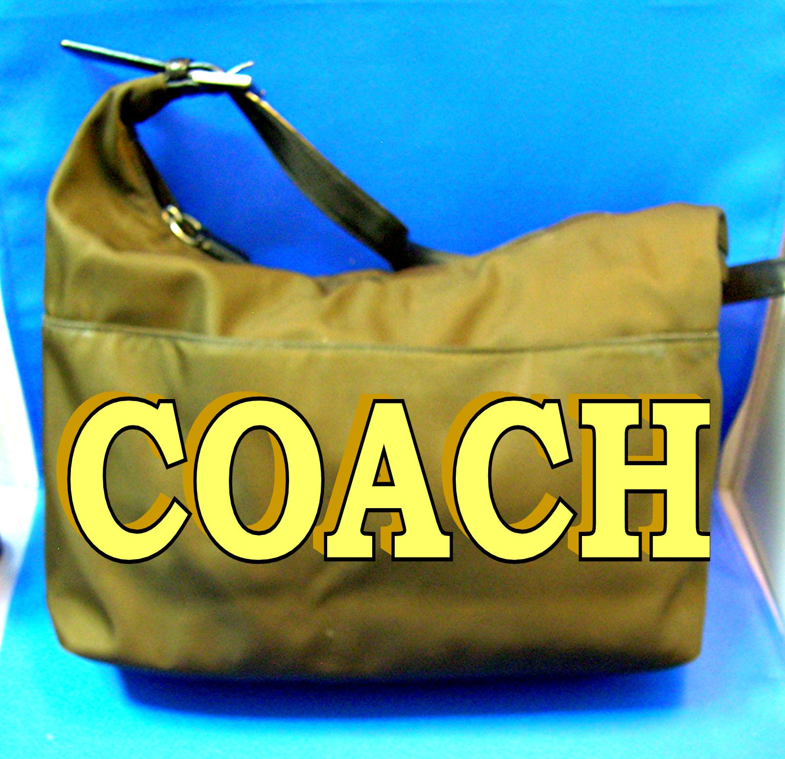 Coach Leather Micro Fibre Bag Purse Dark Brown