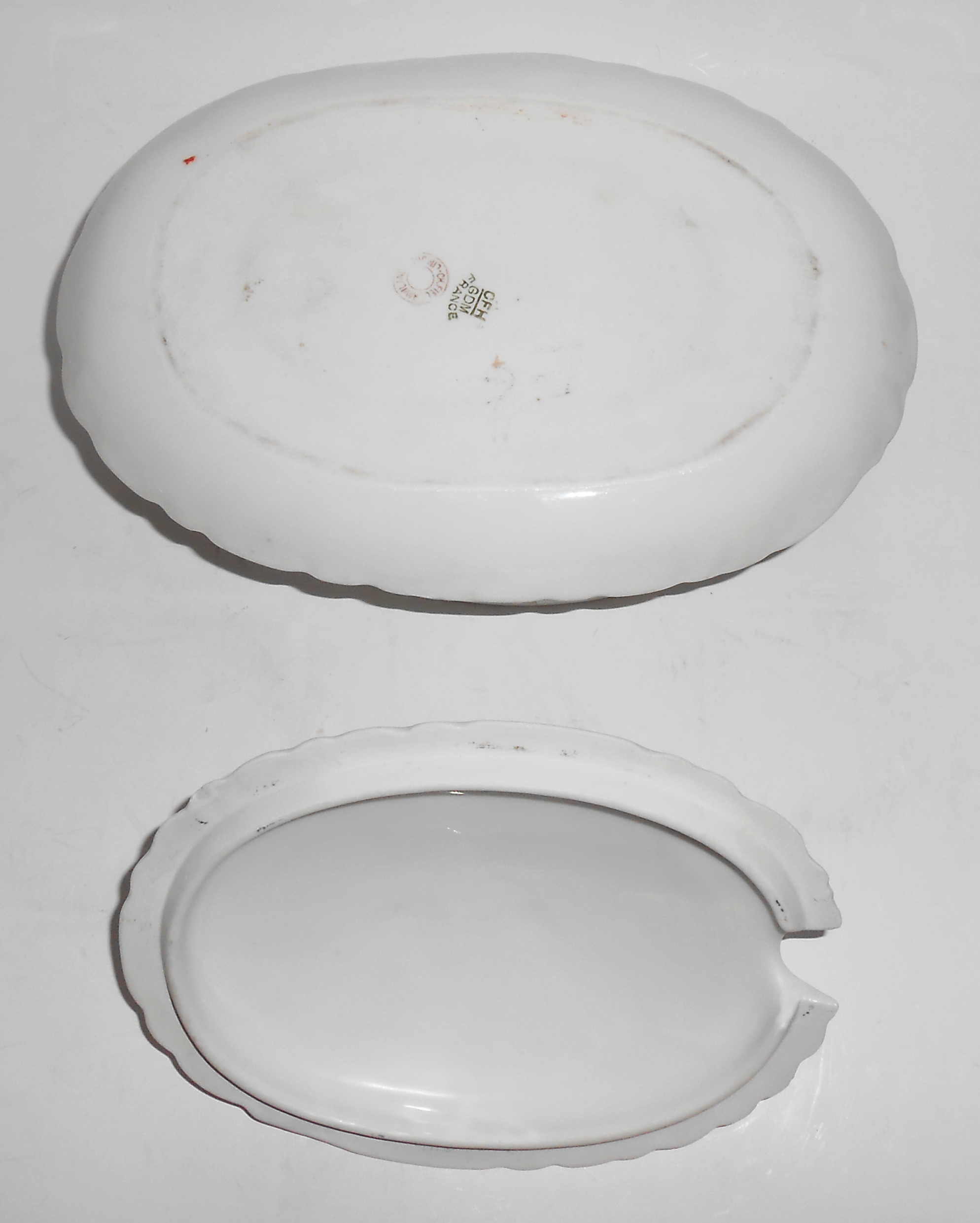 Chas Field Haviland Limoges Grey Daisy Gravy Bowl W/Lid