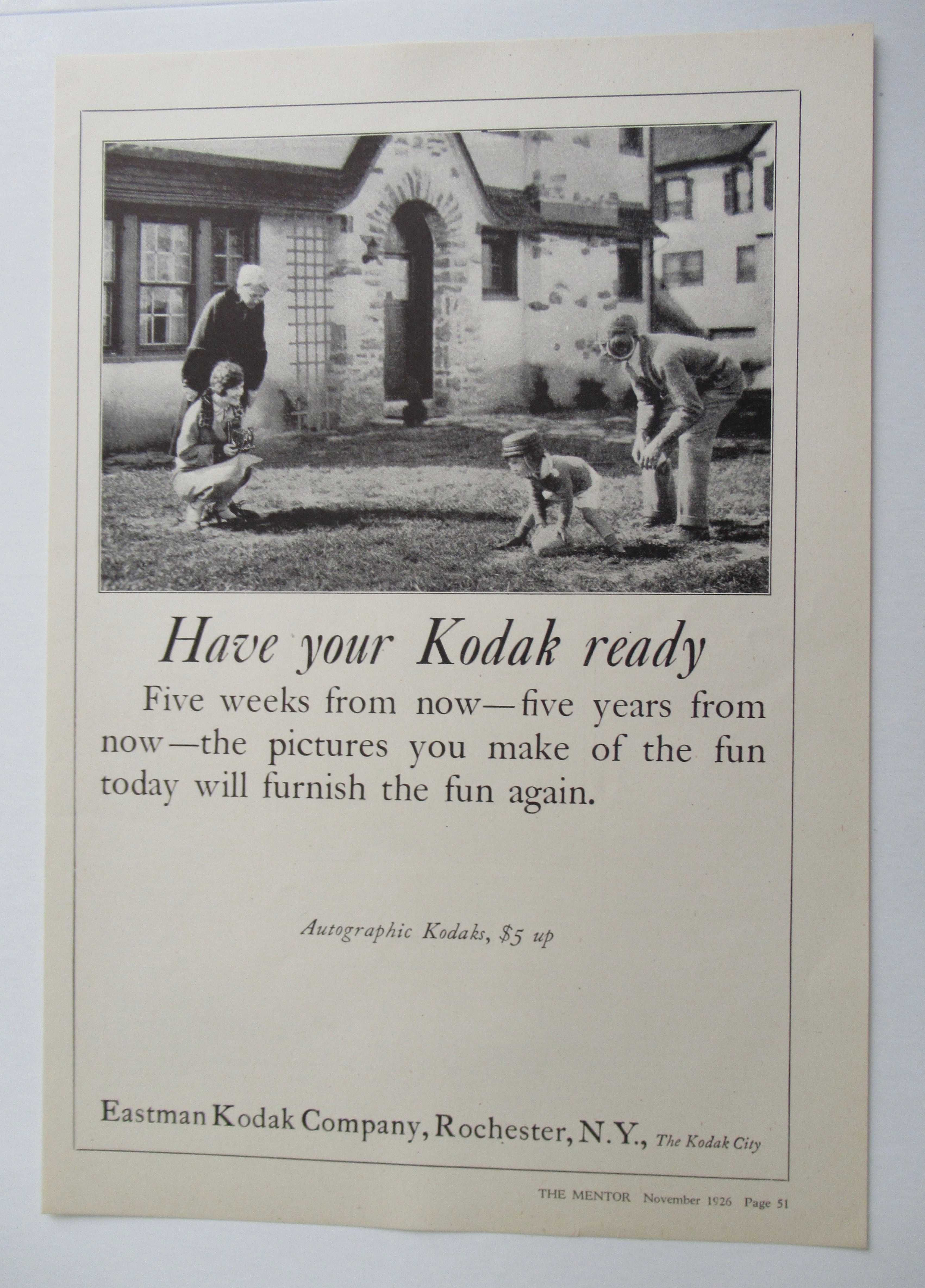 1926 Kodak with Man Playing Football with Son