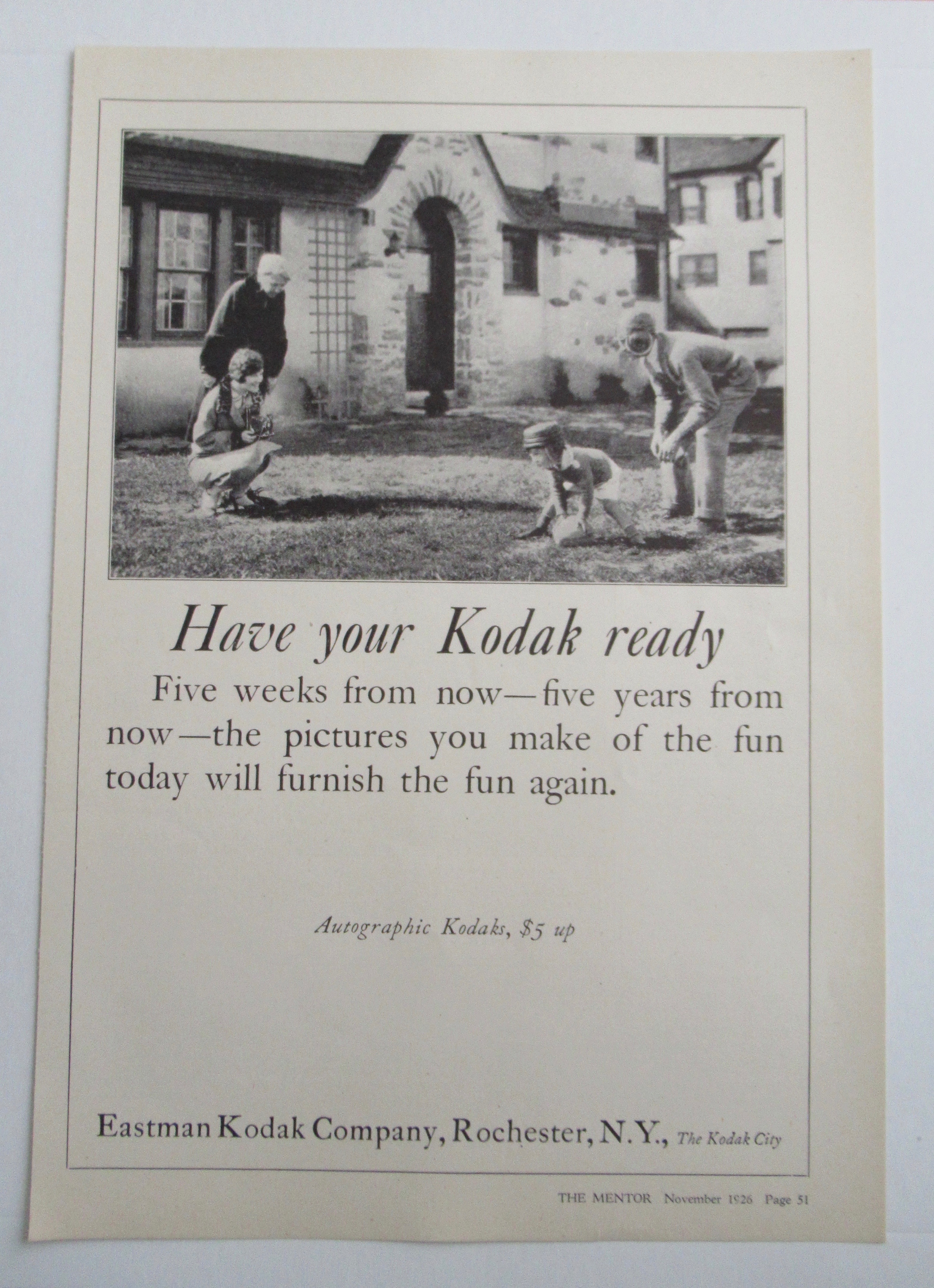 1926 Kodak with Man Playing Football with Son