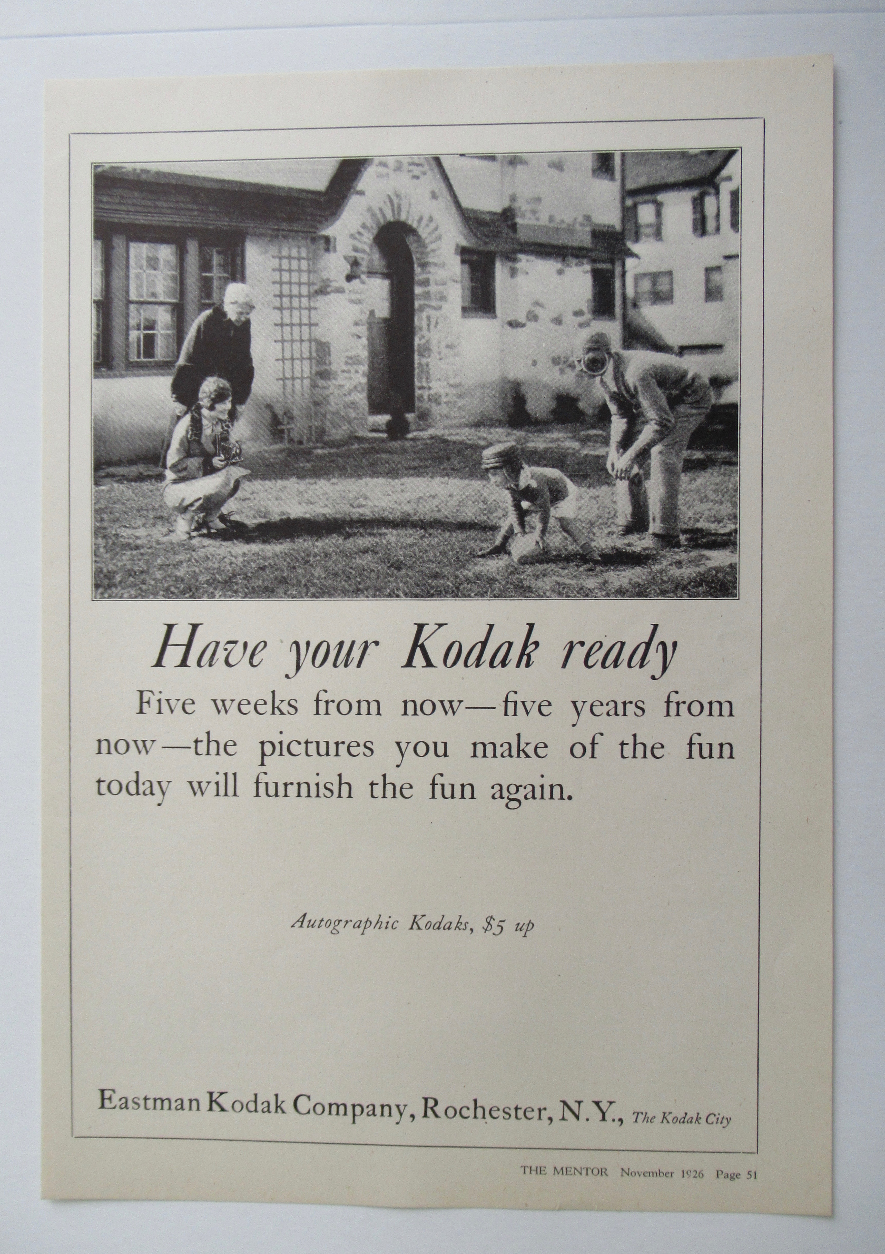 1926 Kodak with Man Playing Football with Son