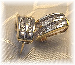 Earrings Diamond & 14K Yellow Gold French Back
