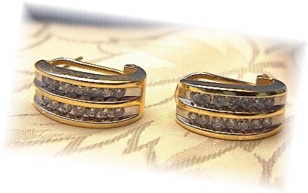 Earrings Diamond & 14K Yellow Gold French Back