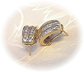 Earrings Diamond & 14K Yellow Gold French Back