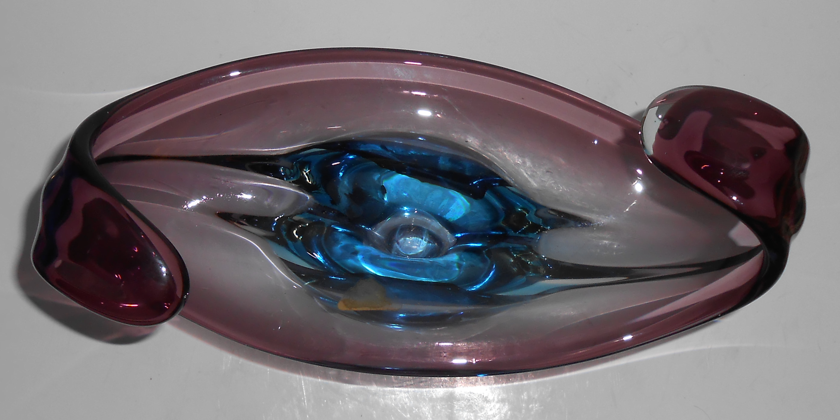 Murano Art Glass Sommerso Purple/Blue Art Bowl Mint