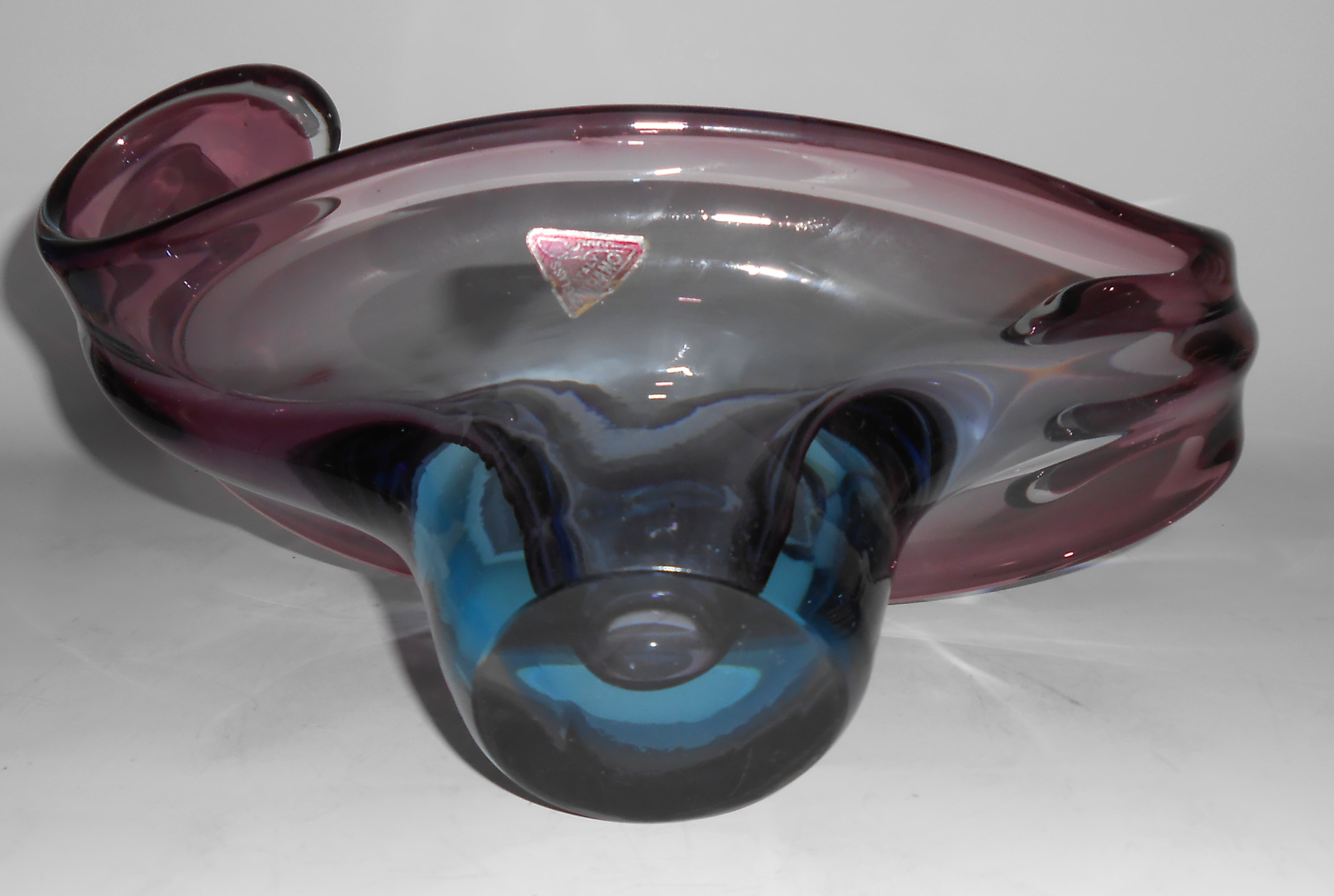 Murano Art Glass Sommerso Purple/Blue Art Bowl Mint