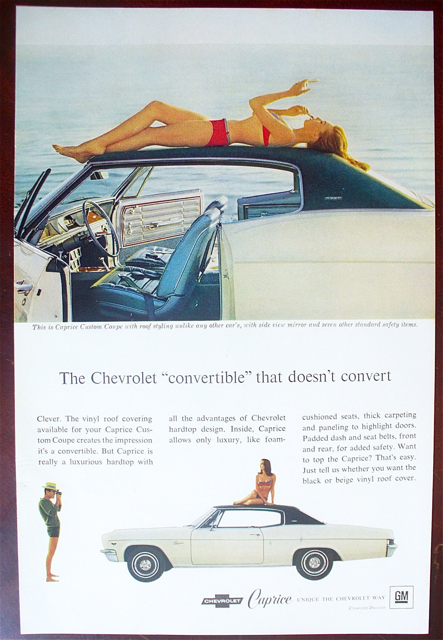1966 Chevrolet Caprice with Girl Sunbathing on Roof