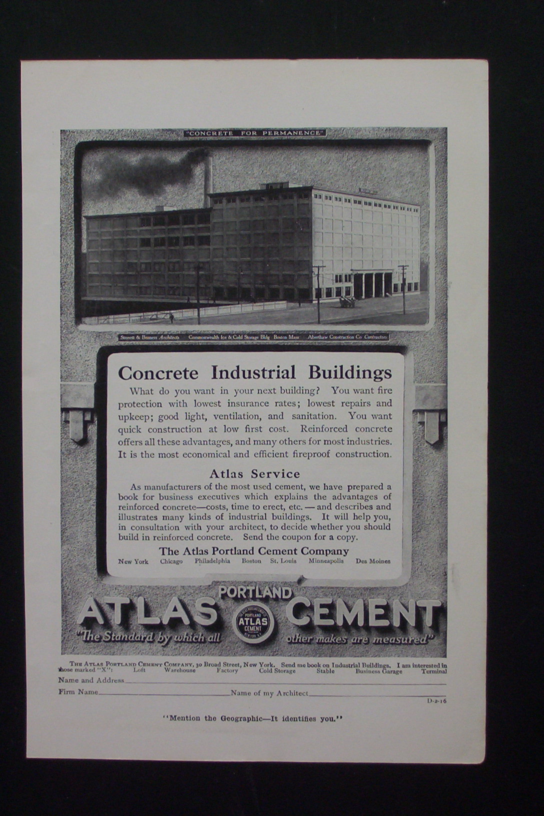 1916 Atlas Portland Cement with Commonwealth Ice