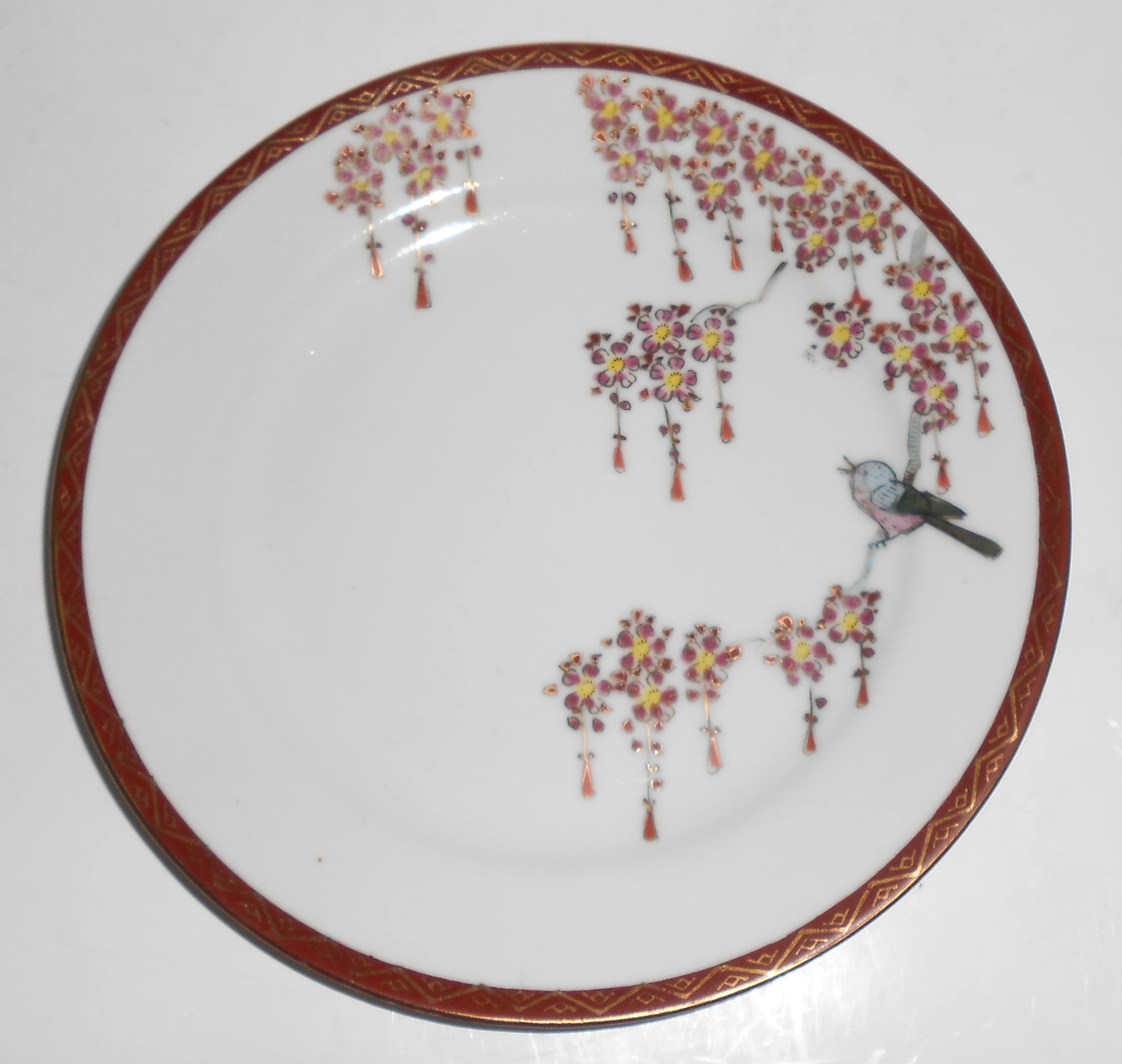 CPO Porcelain China Hand Decorated Floral & Gold W/Bird