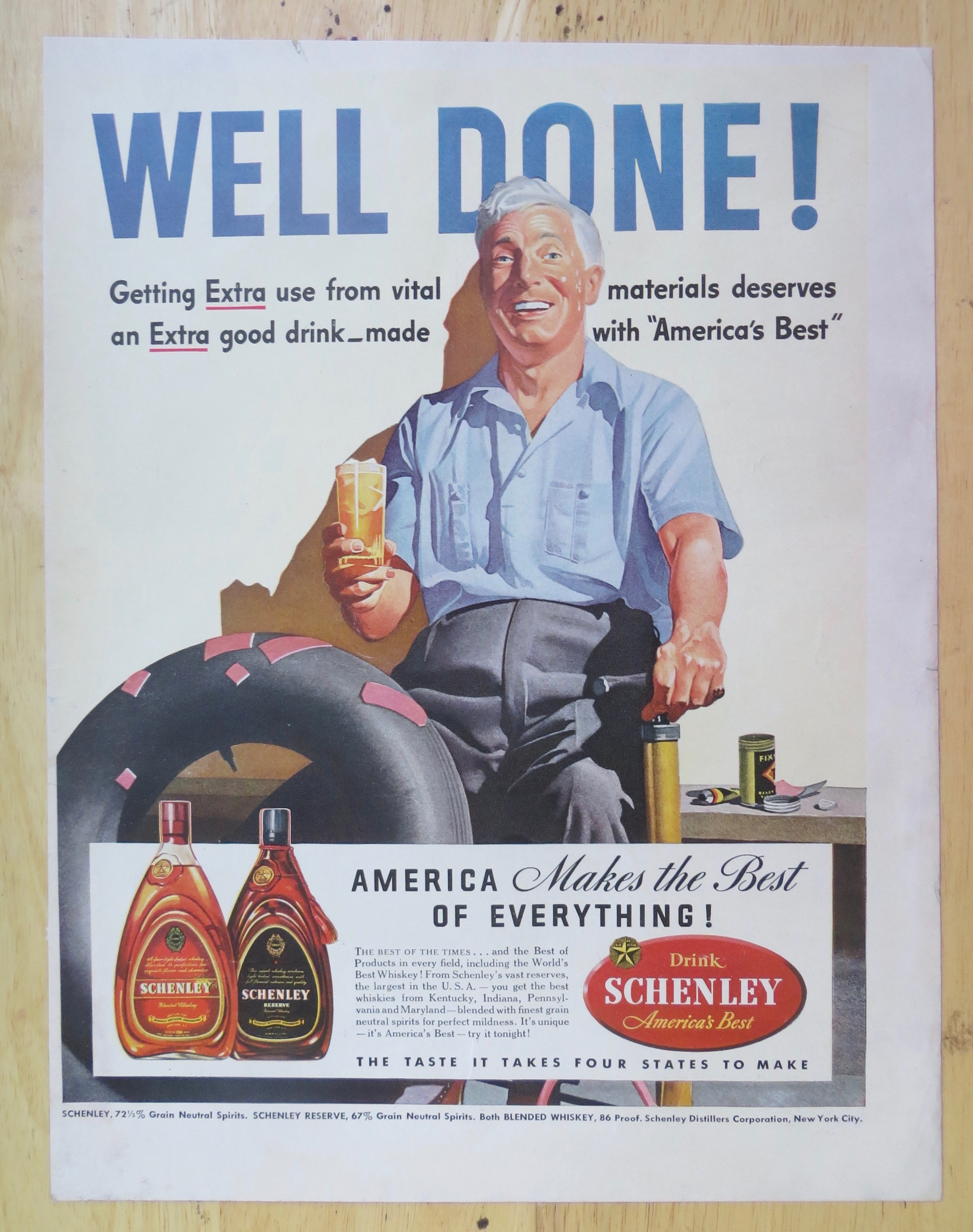 1942 Schenley Whiskey with Man Sitting with Drink
