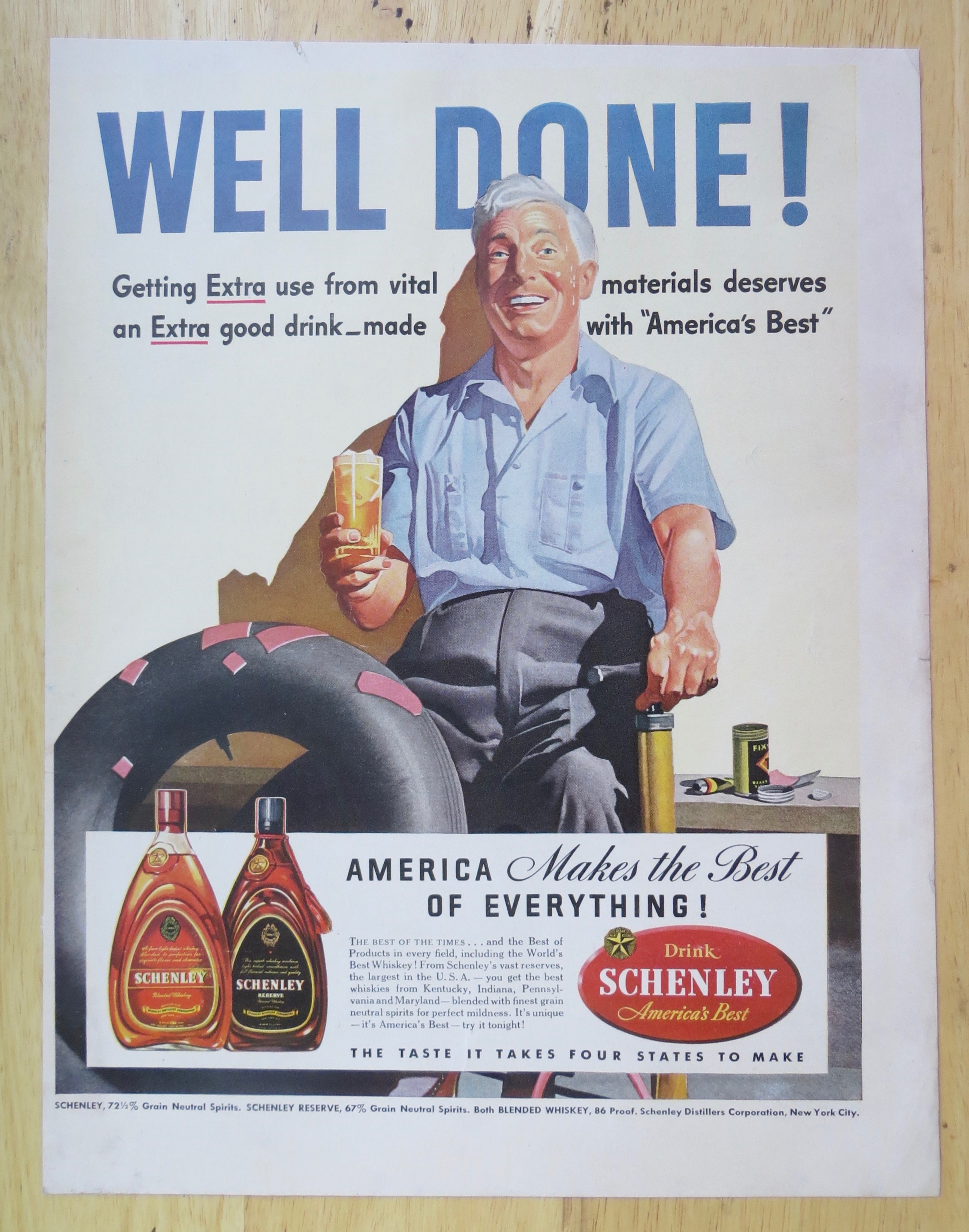 1942 Schenley Whiskey with Man Sitting with Drink
