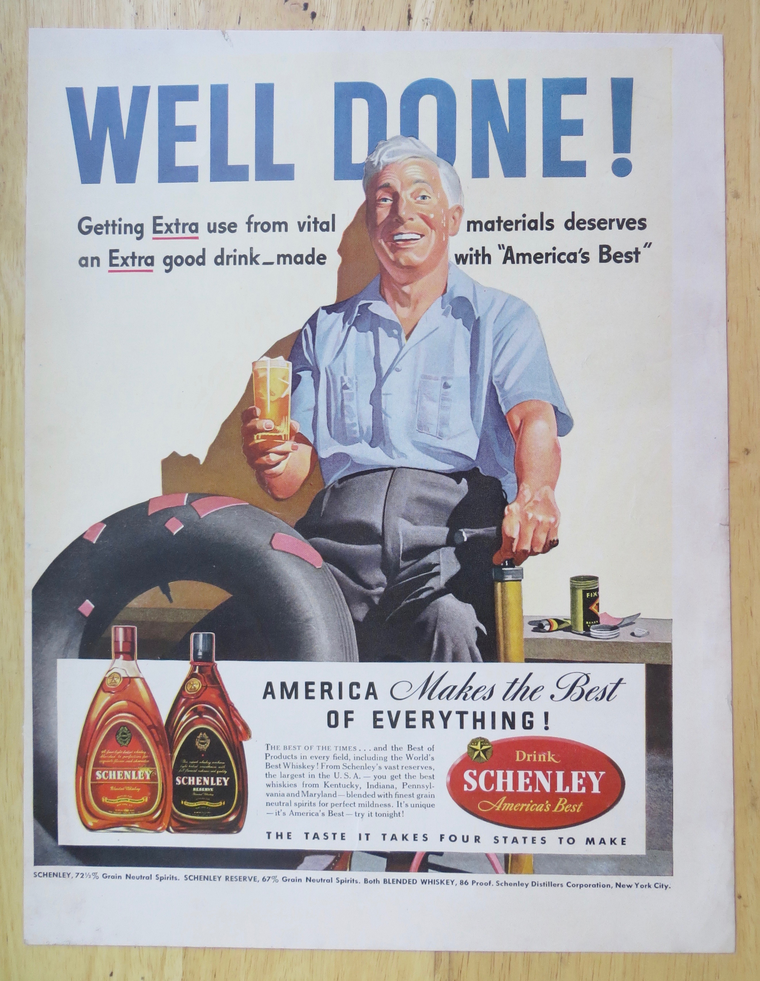 1942 Schenley Whiskey with Man Sitting with Drink