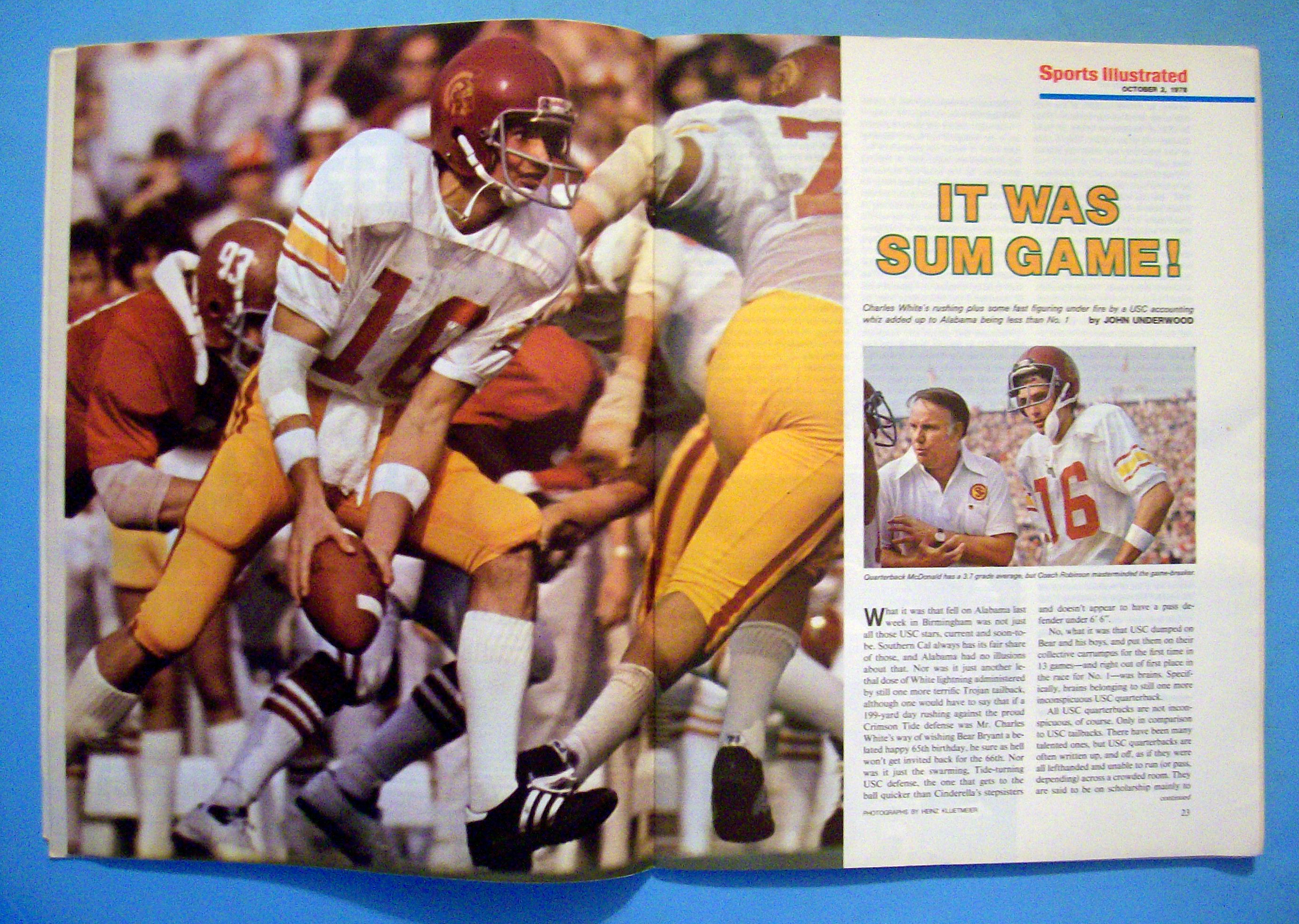 Sports Illustrated Magazine-October 2, 1978- C. White