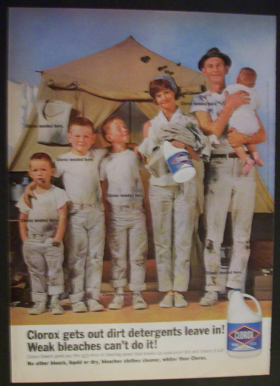 1965 Clorox Bleach with Family & Dirty Clothes