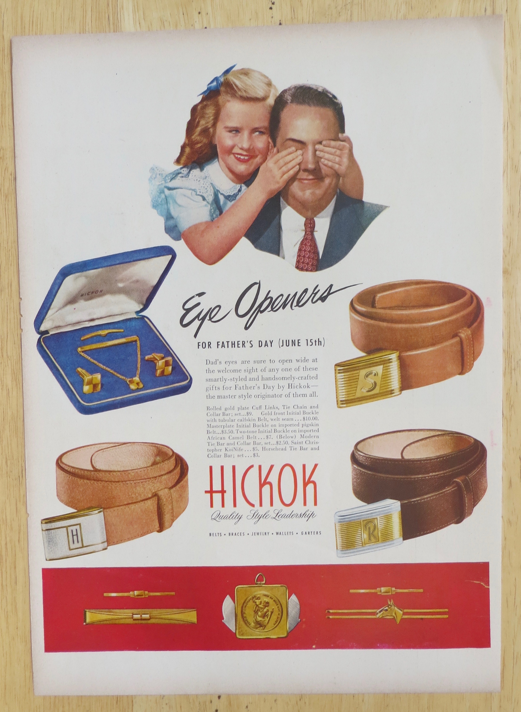 1947 Hickok Belts w/Girl Has Dad's Eyes Covered