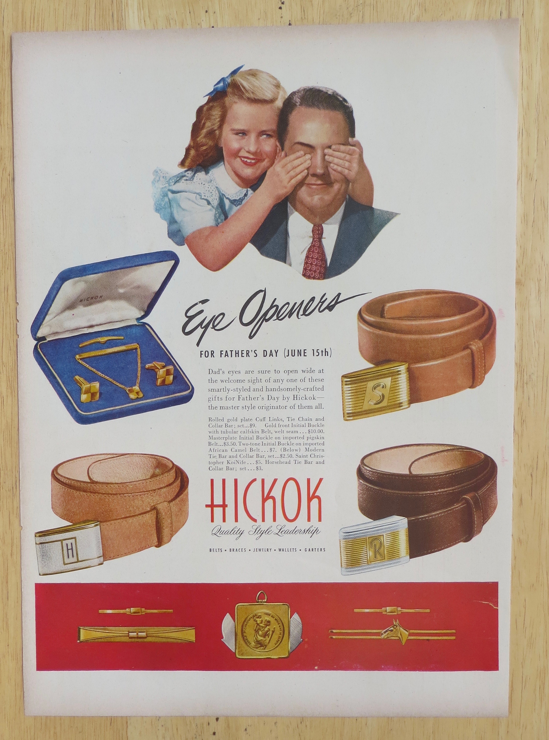 1947 Hickok Belts w/Girl Has Dad's Eyes Covered