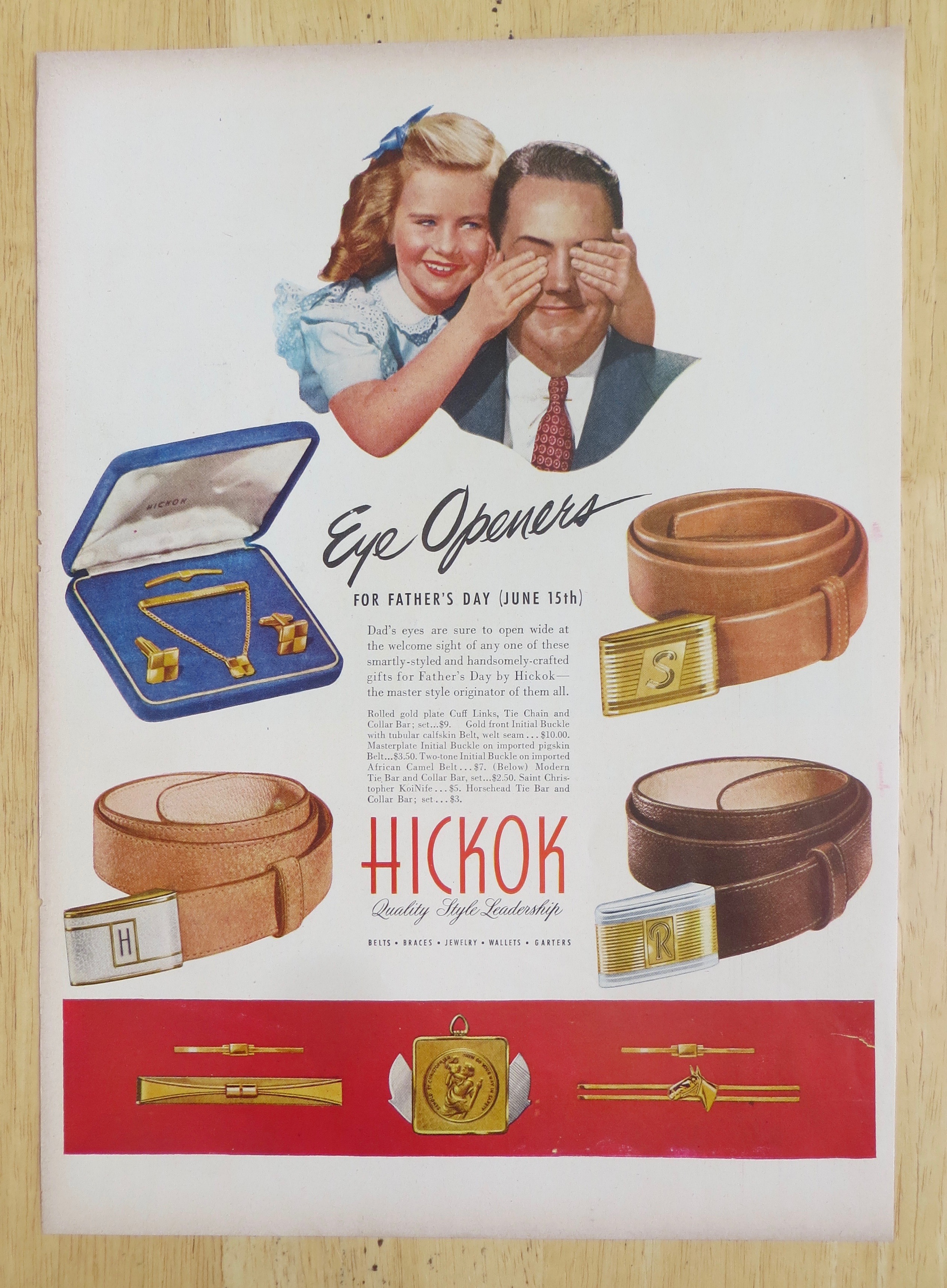 1947 Hickok Belts w/Girl Has Dad's Eyes Covered