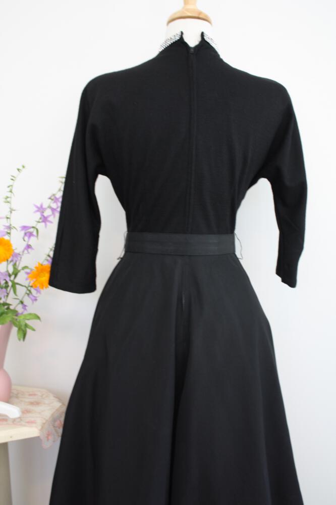 Black Knit and Tafetta Party Dress