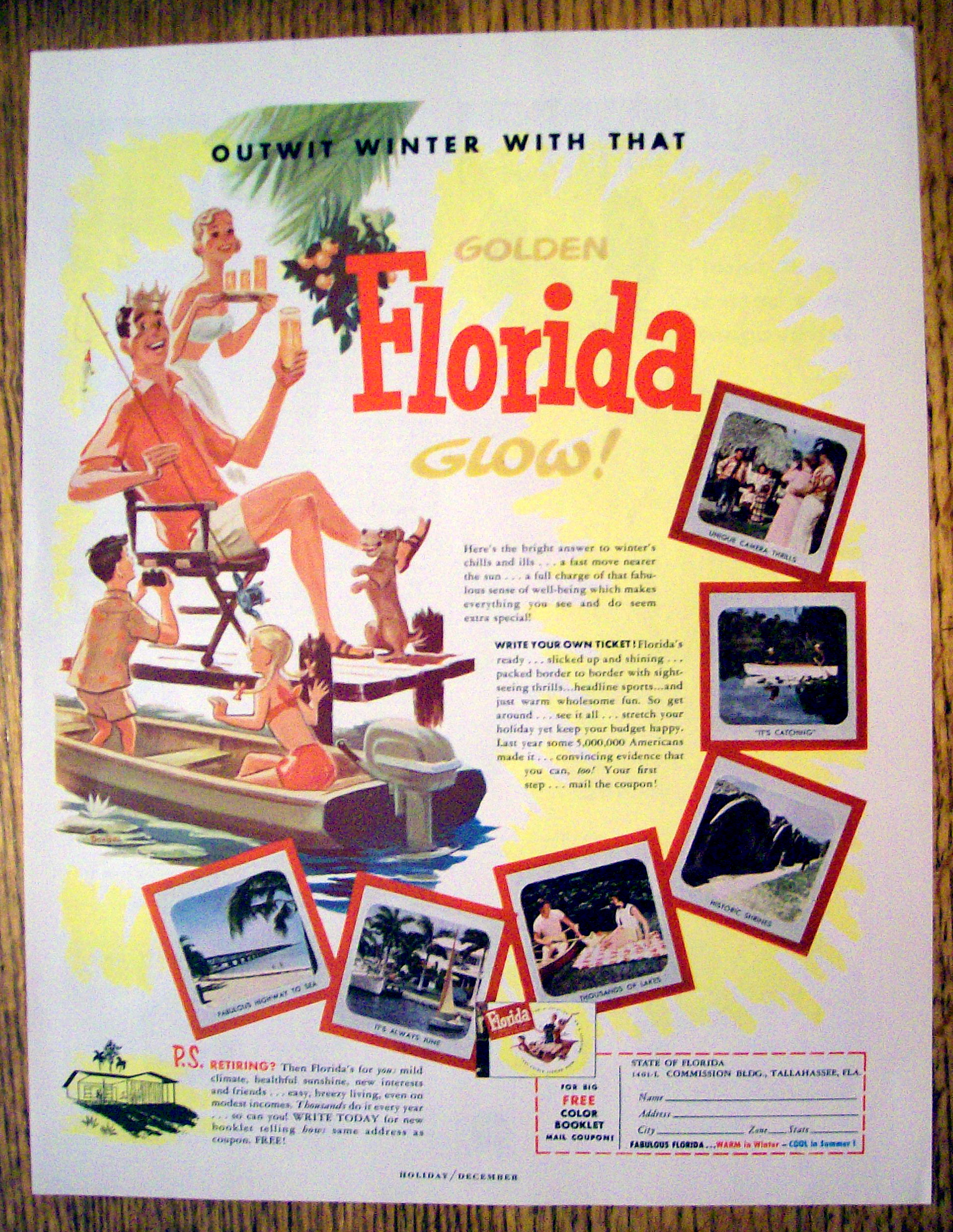 1954 Golden Florida Glow with Man Sitting On A Dock