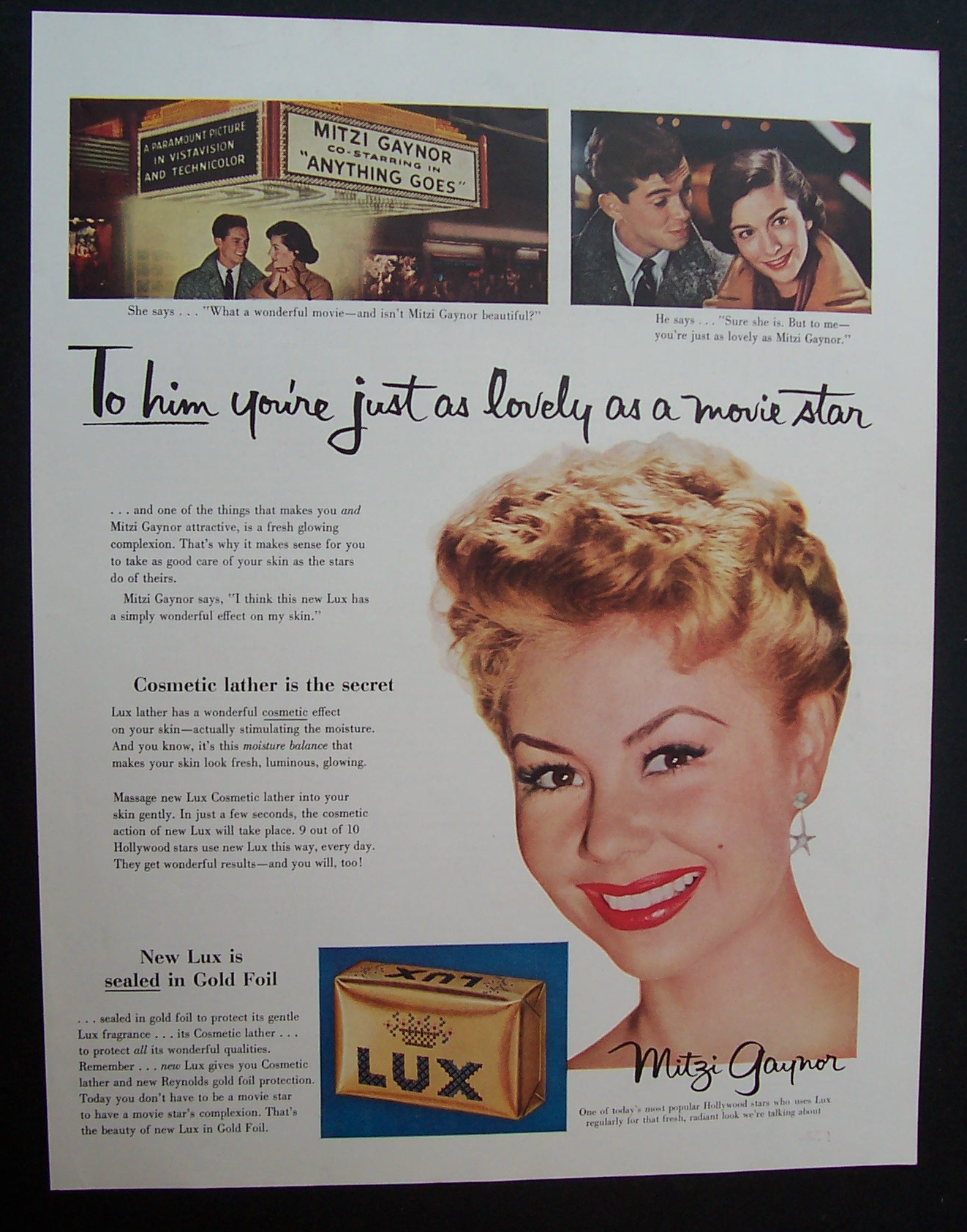 1956 Lux Soap with Mitzi Gaynor