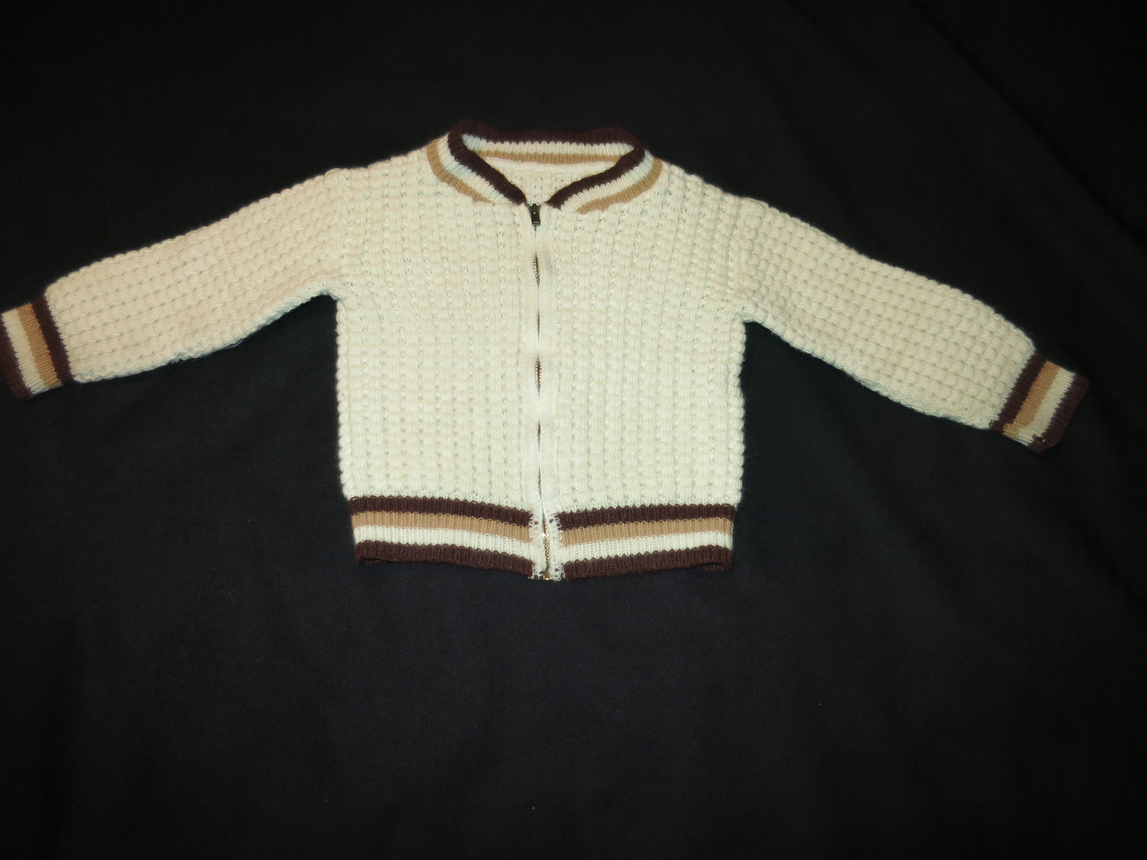 Boys Hand Crochet Cardigan Sweater Size 2 T Zip Up