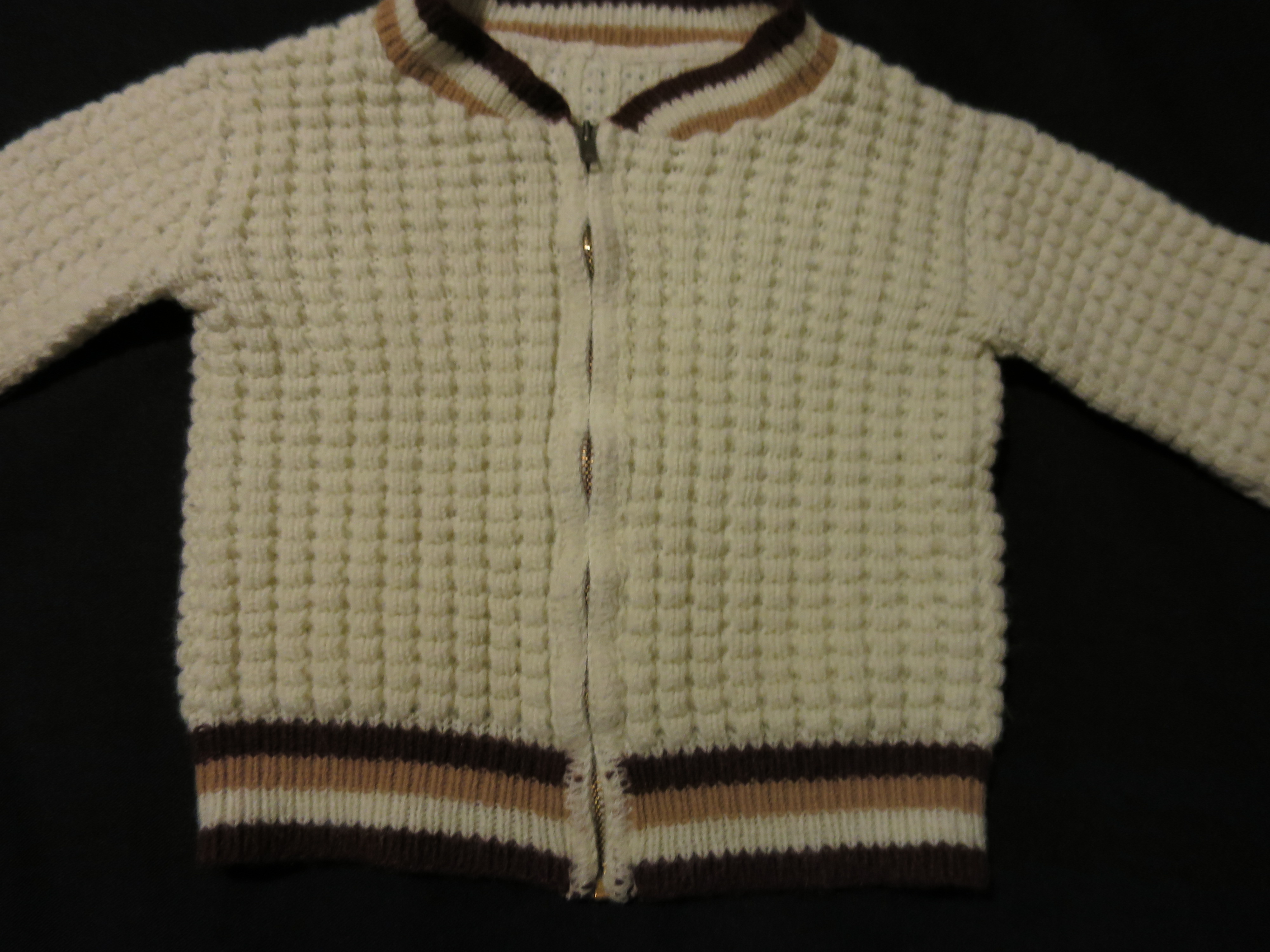 Boys Hand Crochet Cardigan Sweater Size 2 T Zip Up