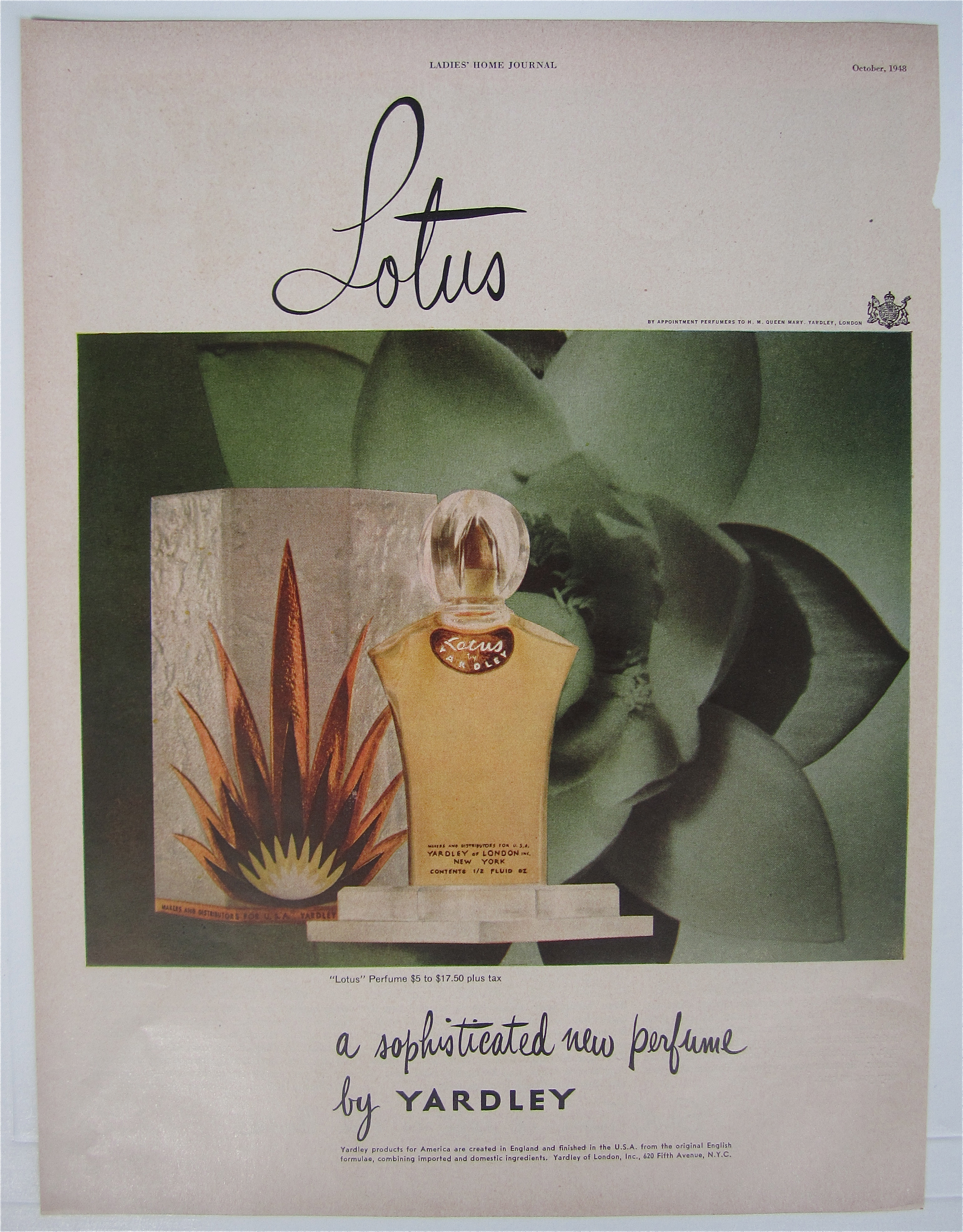 1948 Yardley Lotus With The Bottle Of Perfume