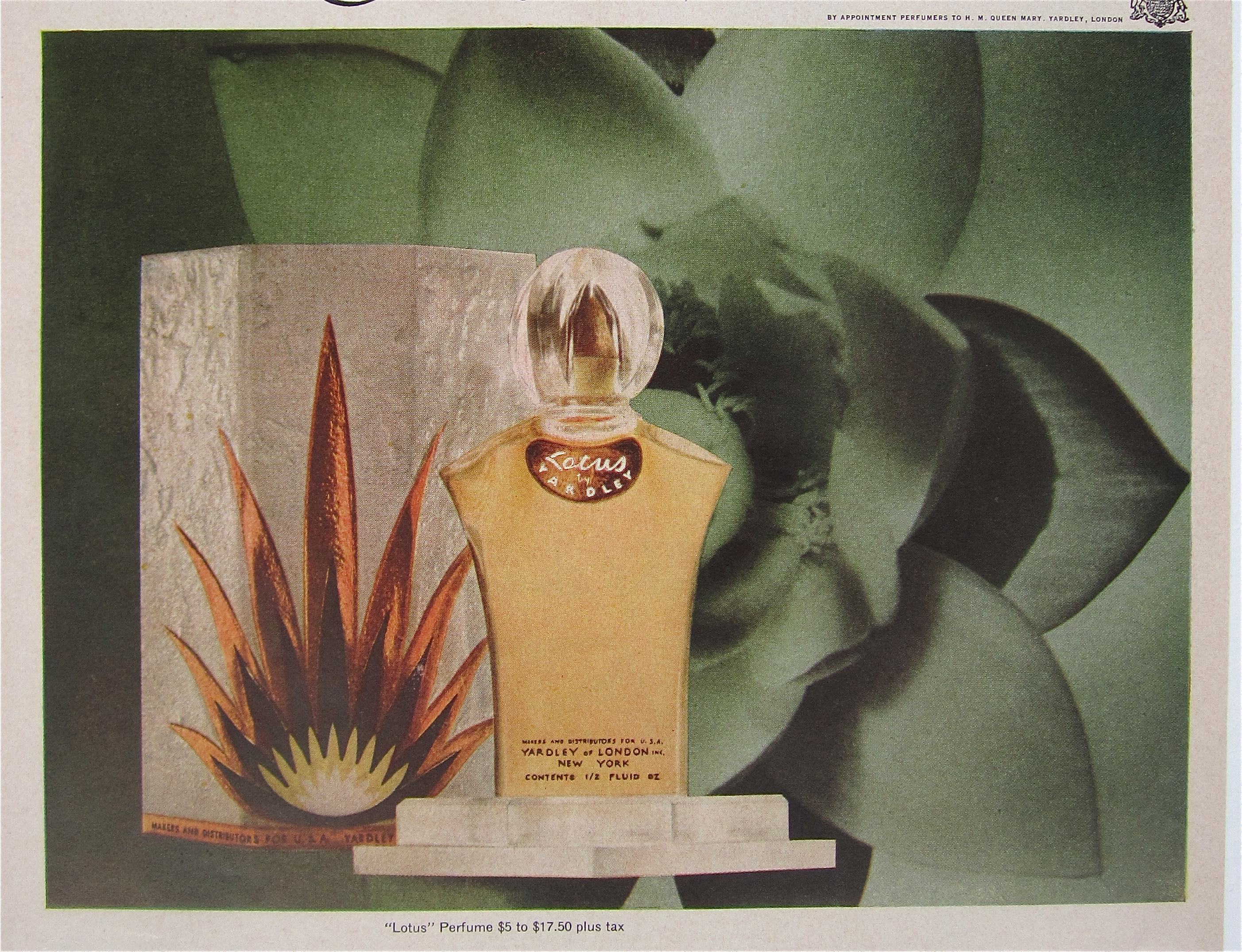 1948 Yardley Lotus With The Bottle Of Perfume