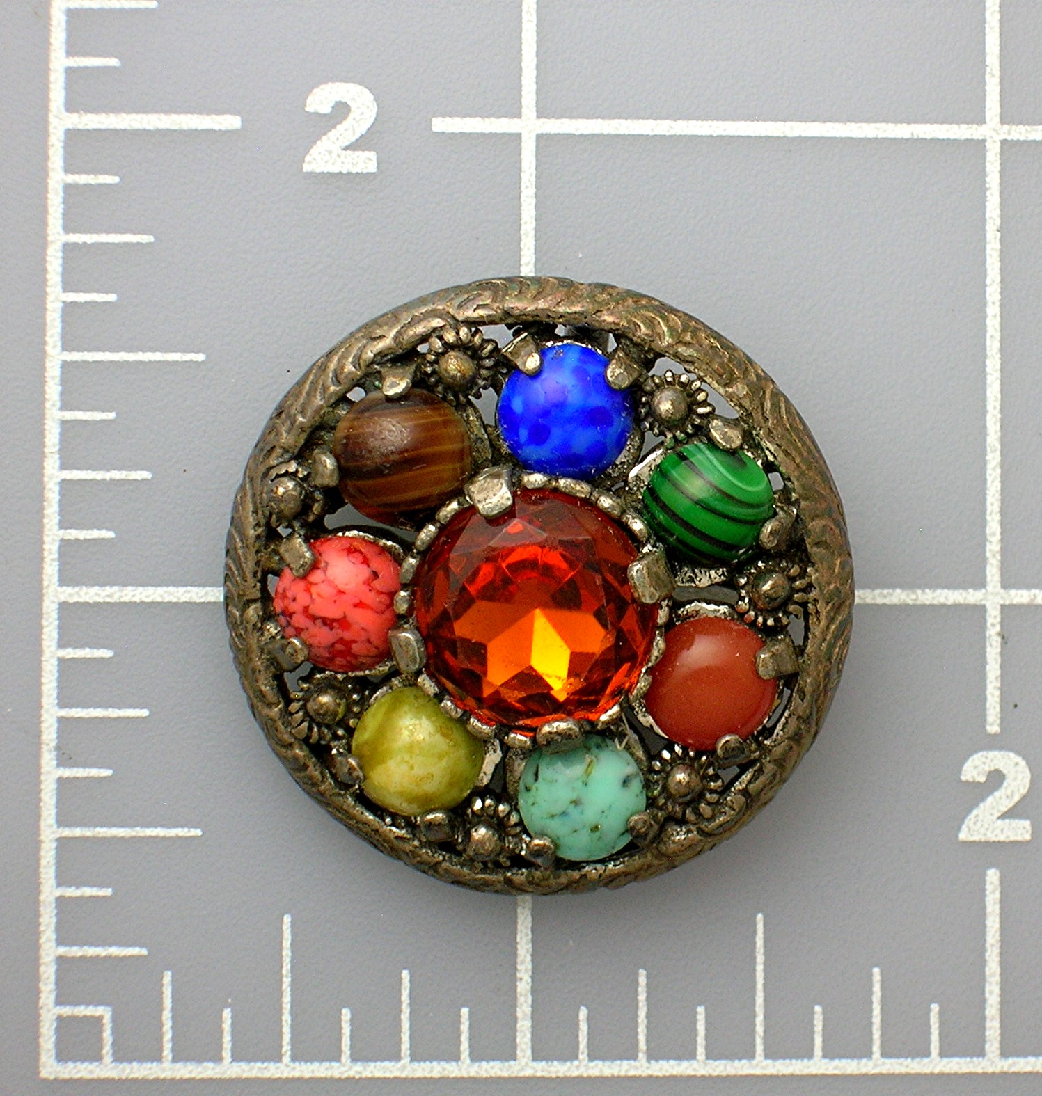 MIRACLE Brooch, Pin with Multi Colored Cobochone