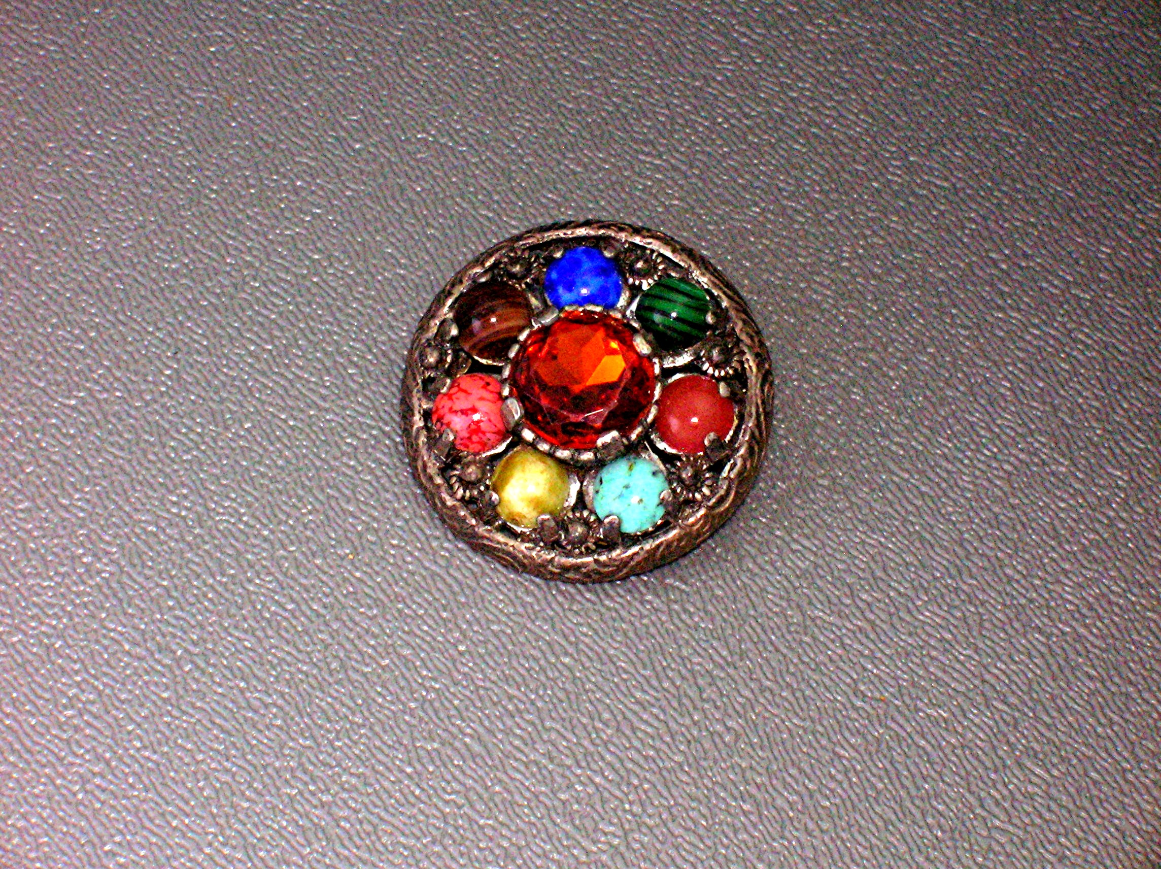 MIRACLE Brooch, Pin with Multi Colored Cobochone