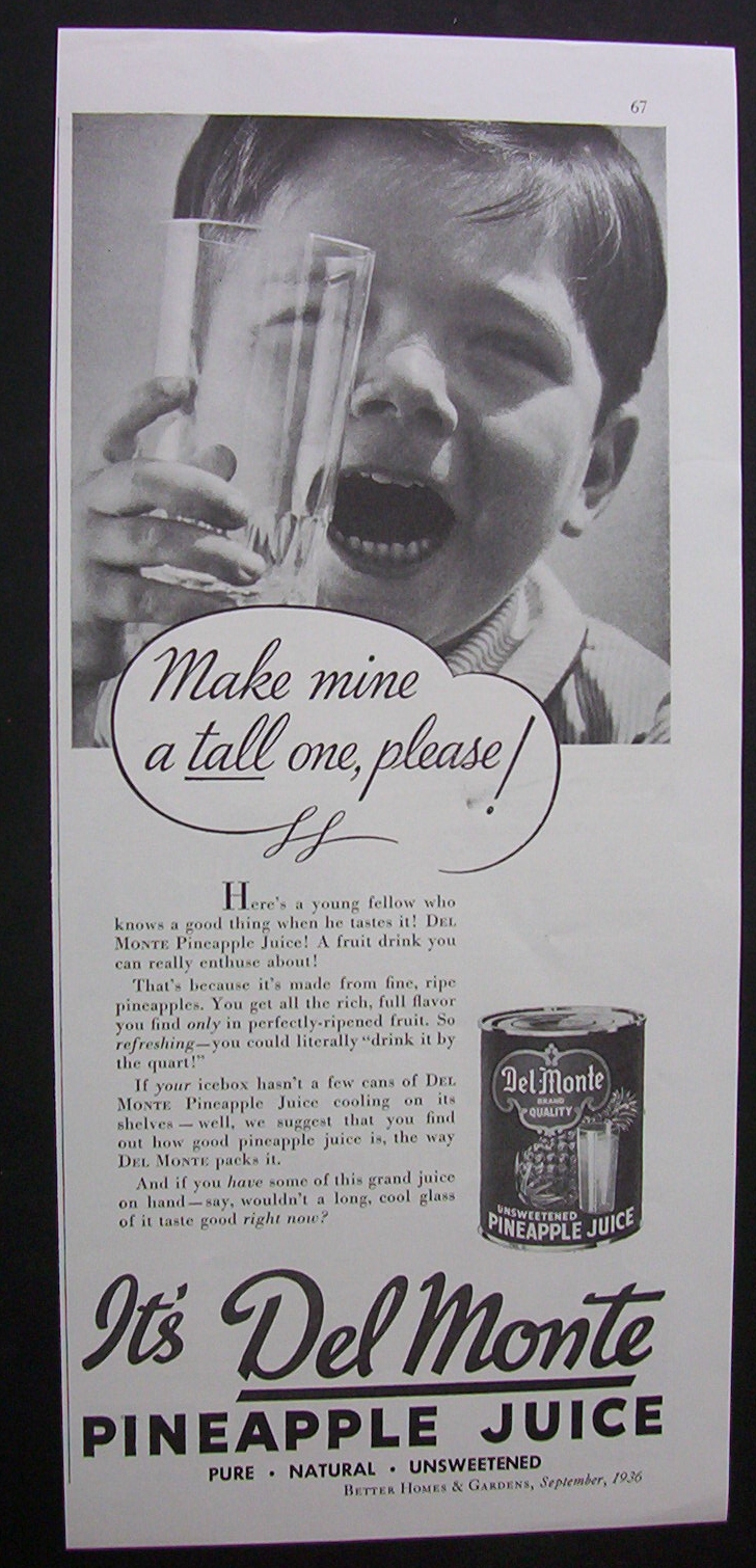 1936  Del  Monte  Pineapple  Juice