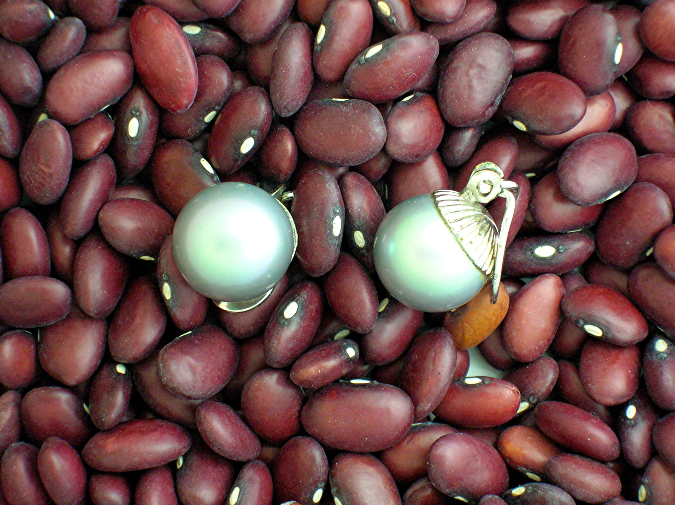 13mm Grey Pearl Silvertone Set Clip Earrings