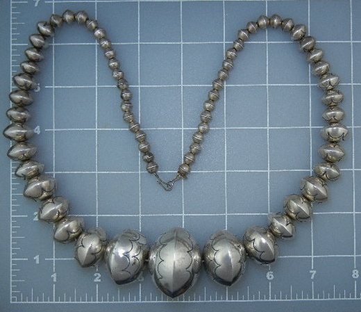 Navaho Pearls Sterling Silver Old Pawn Necklace 112 Gra