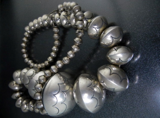 Navaho Pearls Sterling Silver Old Pawn Necklace 112 Gra