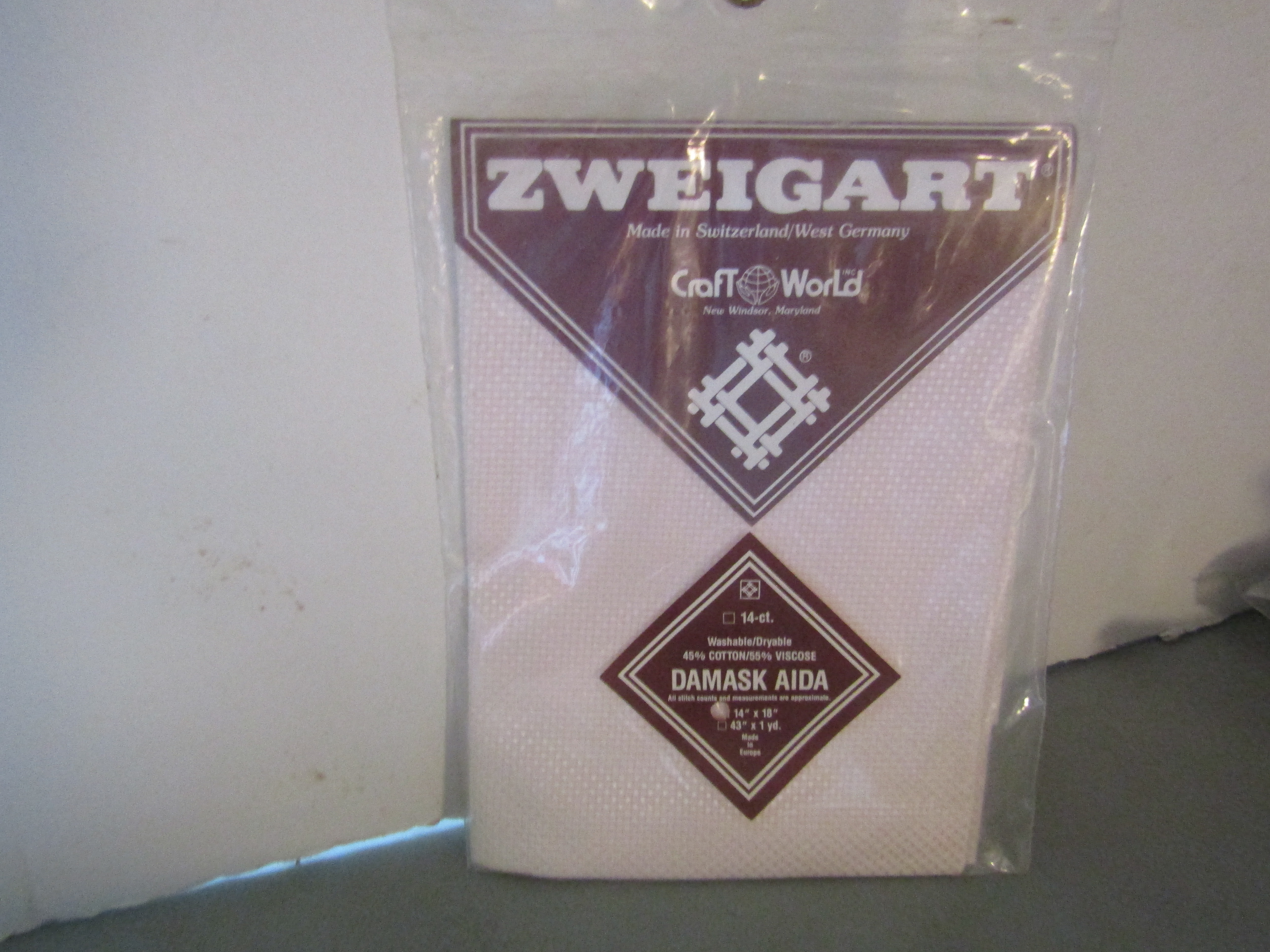 Vintage Zweigart Pink Damask Aida Cloth