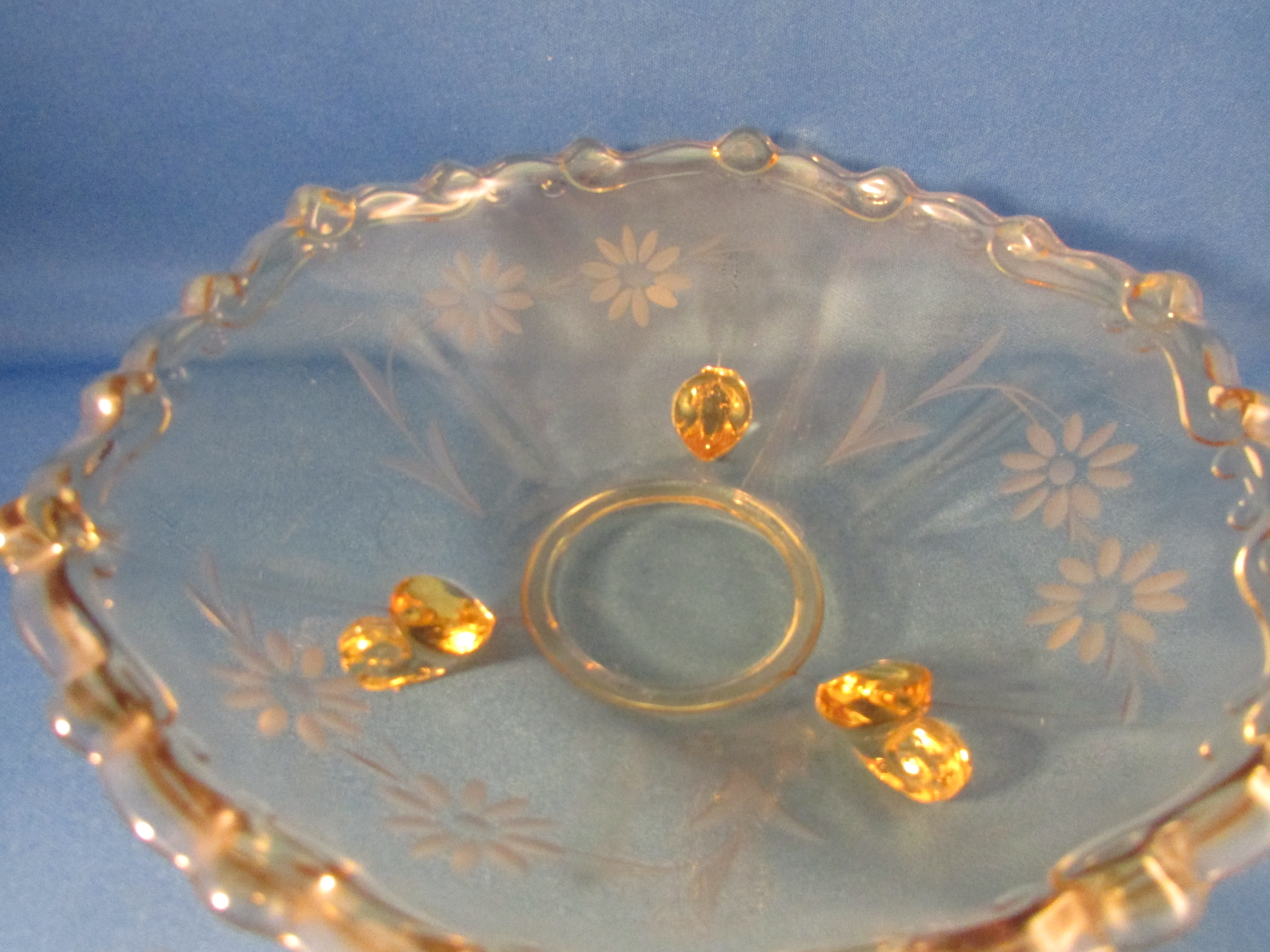 Footed Amber Glass Berry Bowl