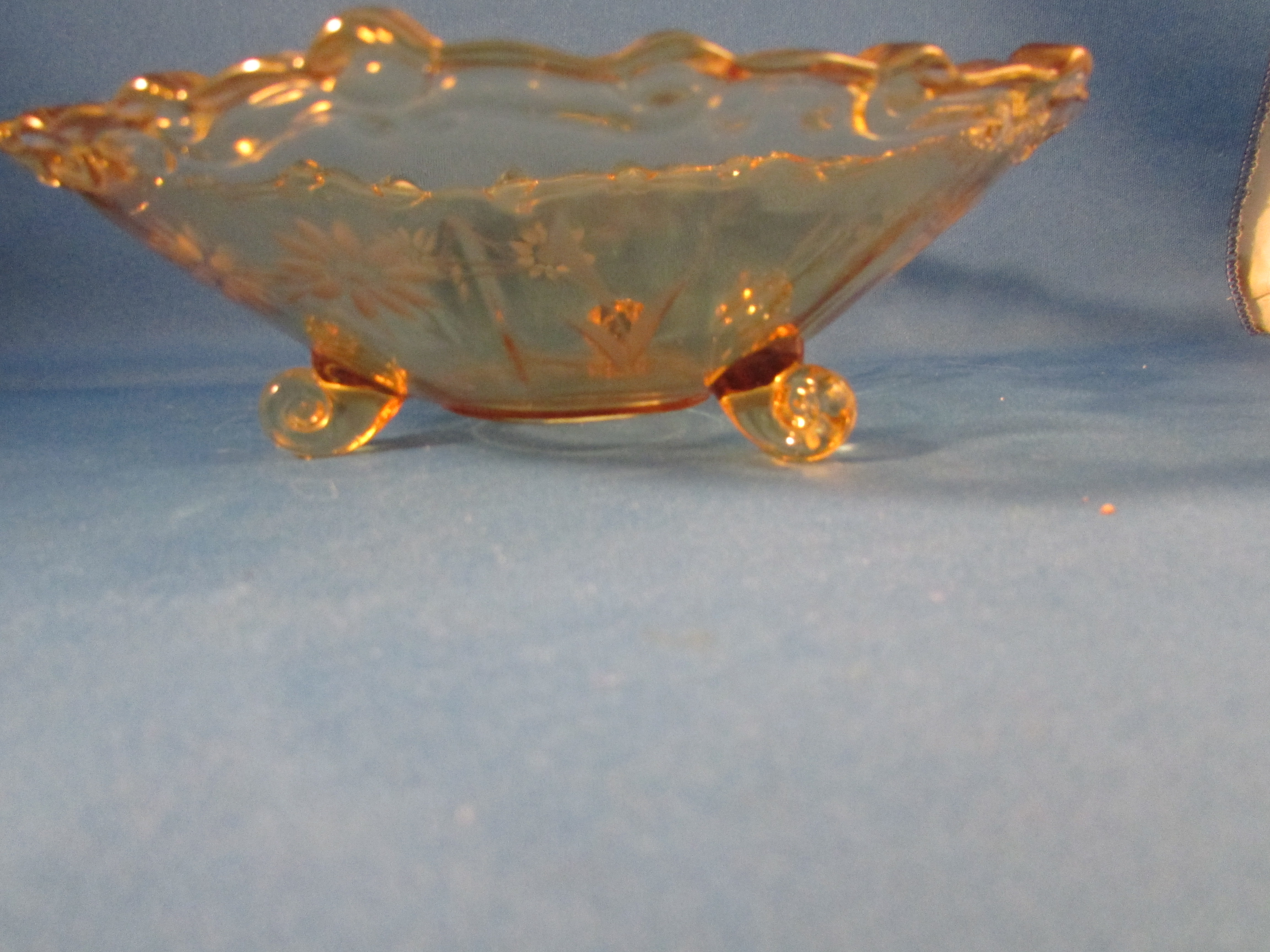 Footed Amber Glass Berry Bowl