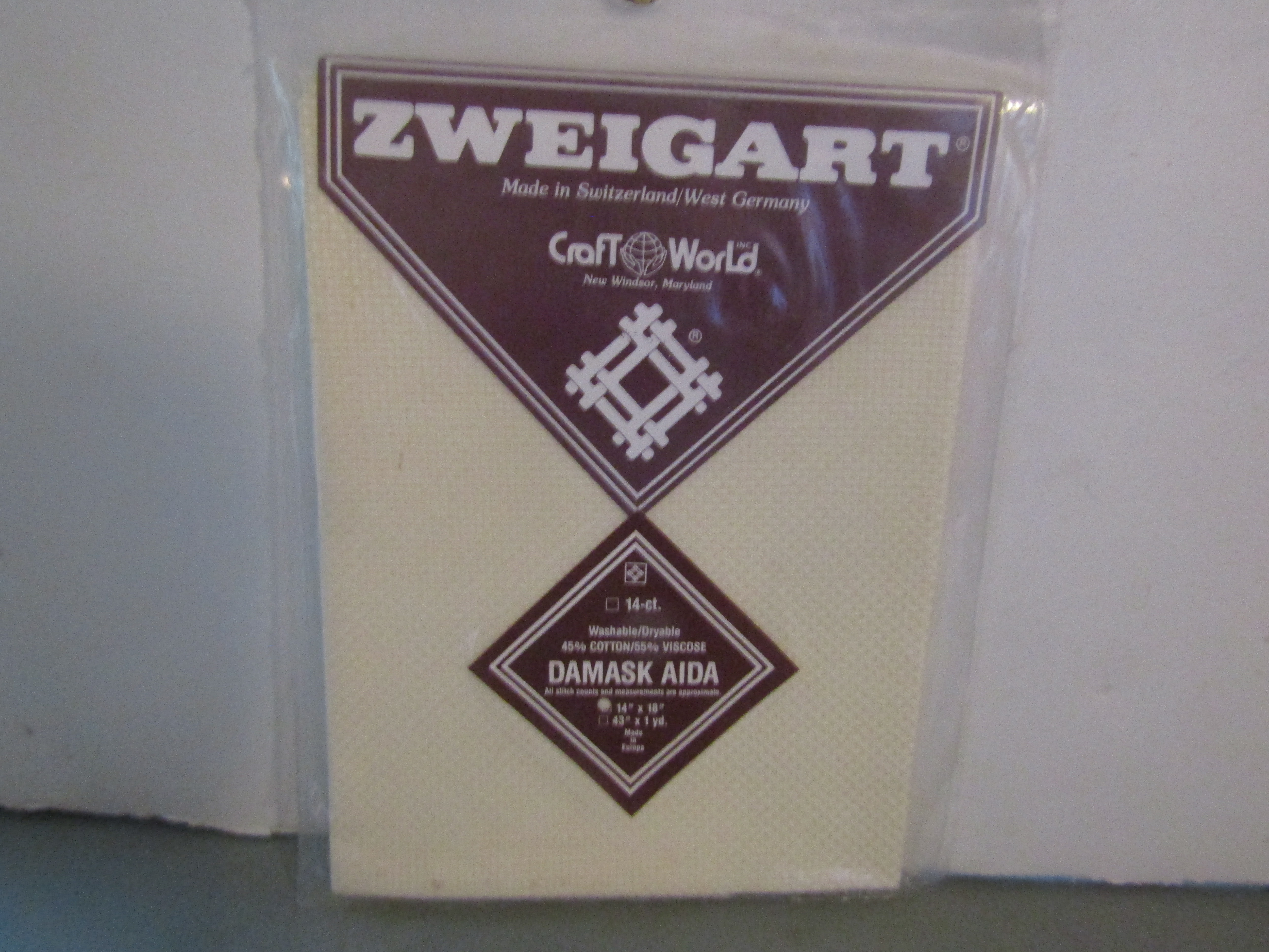 Vintage Zweigart Yellow Damask Aida Cloth