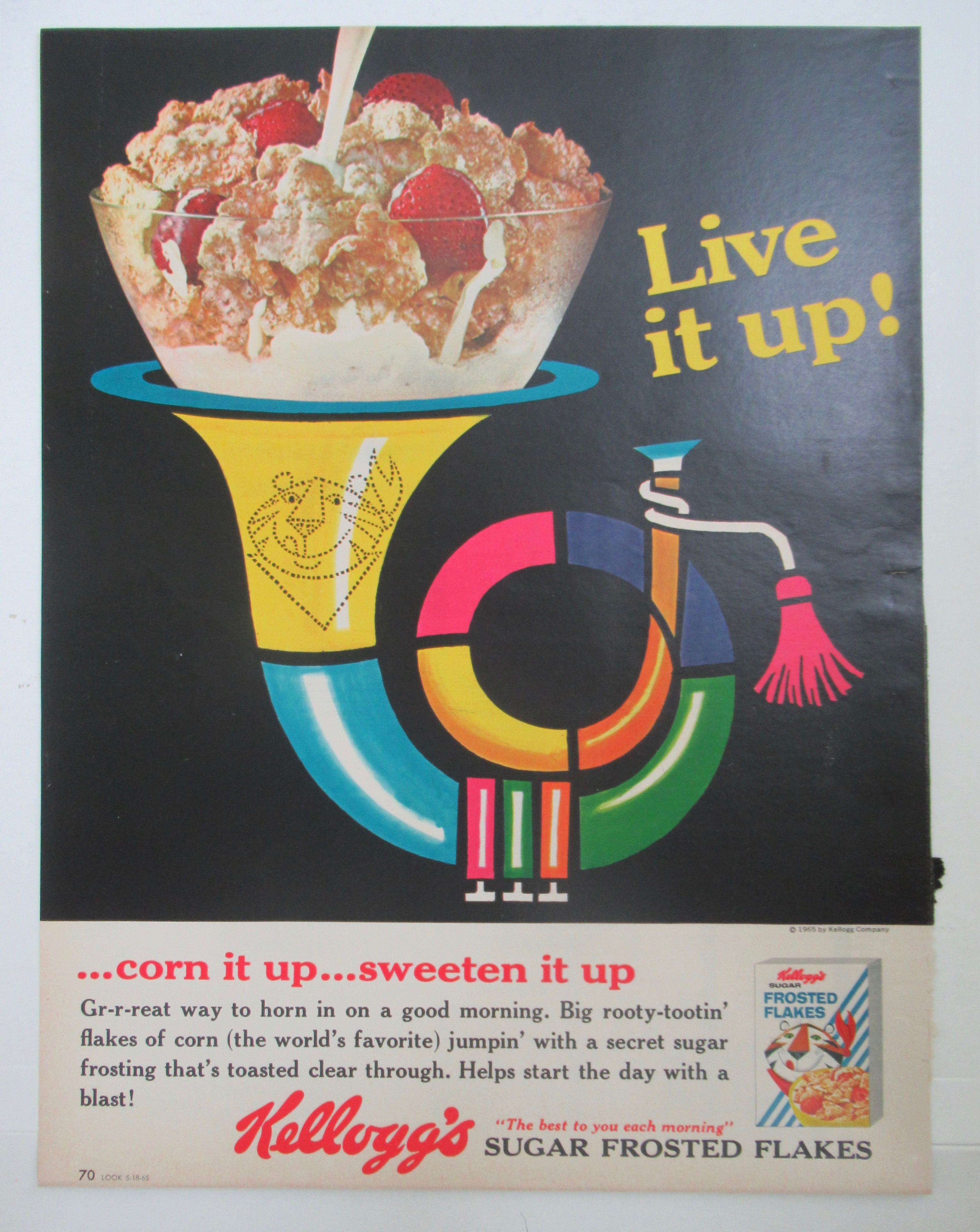 1965 Kellogg's Frosted Flakes w/Bowl Of Cereal on Horn