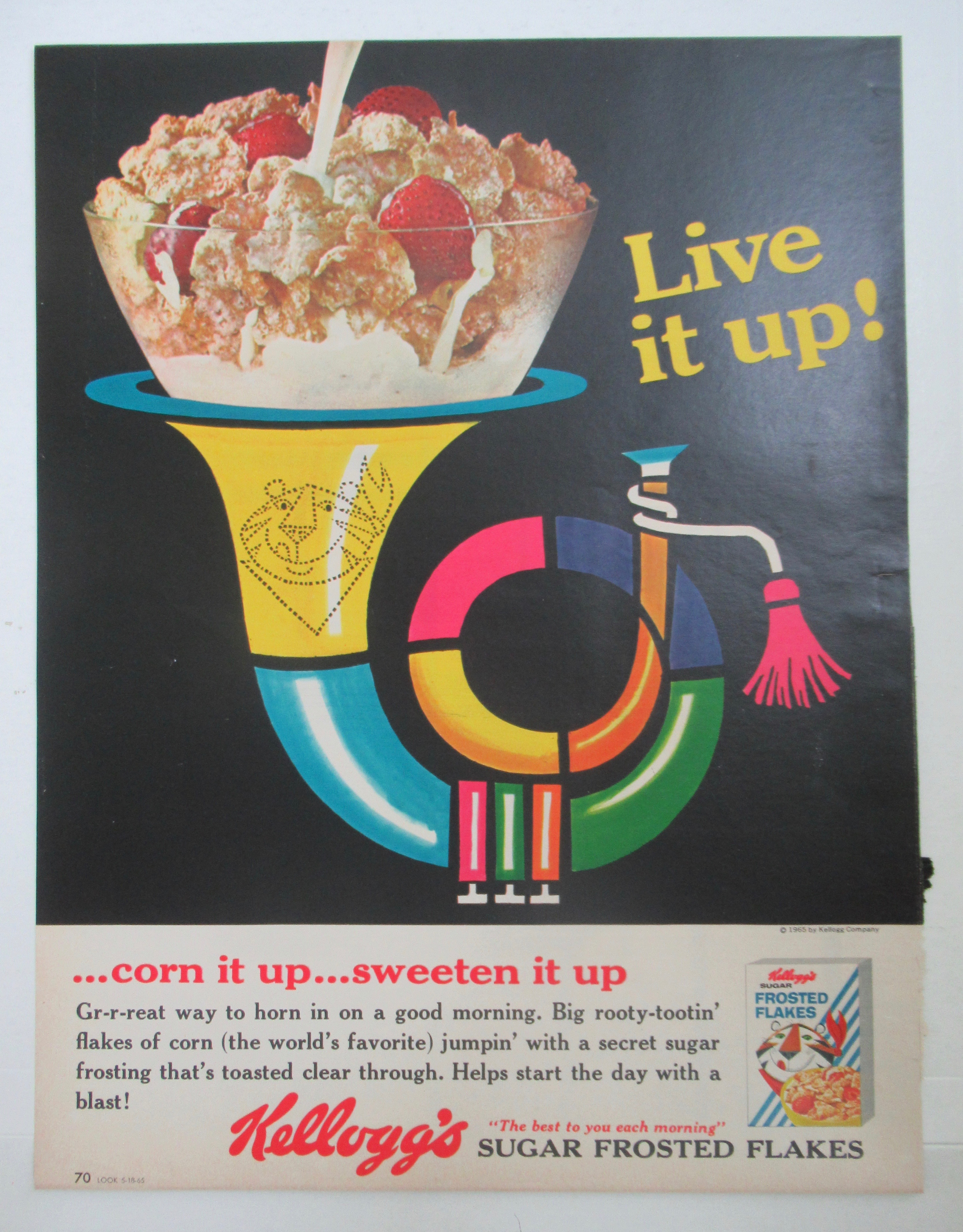 1965 Kellogg's Frosted Flakes w/Bowl Of Cereal on Horn