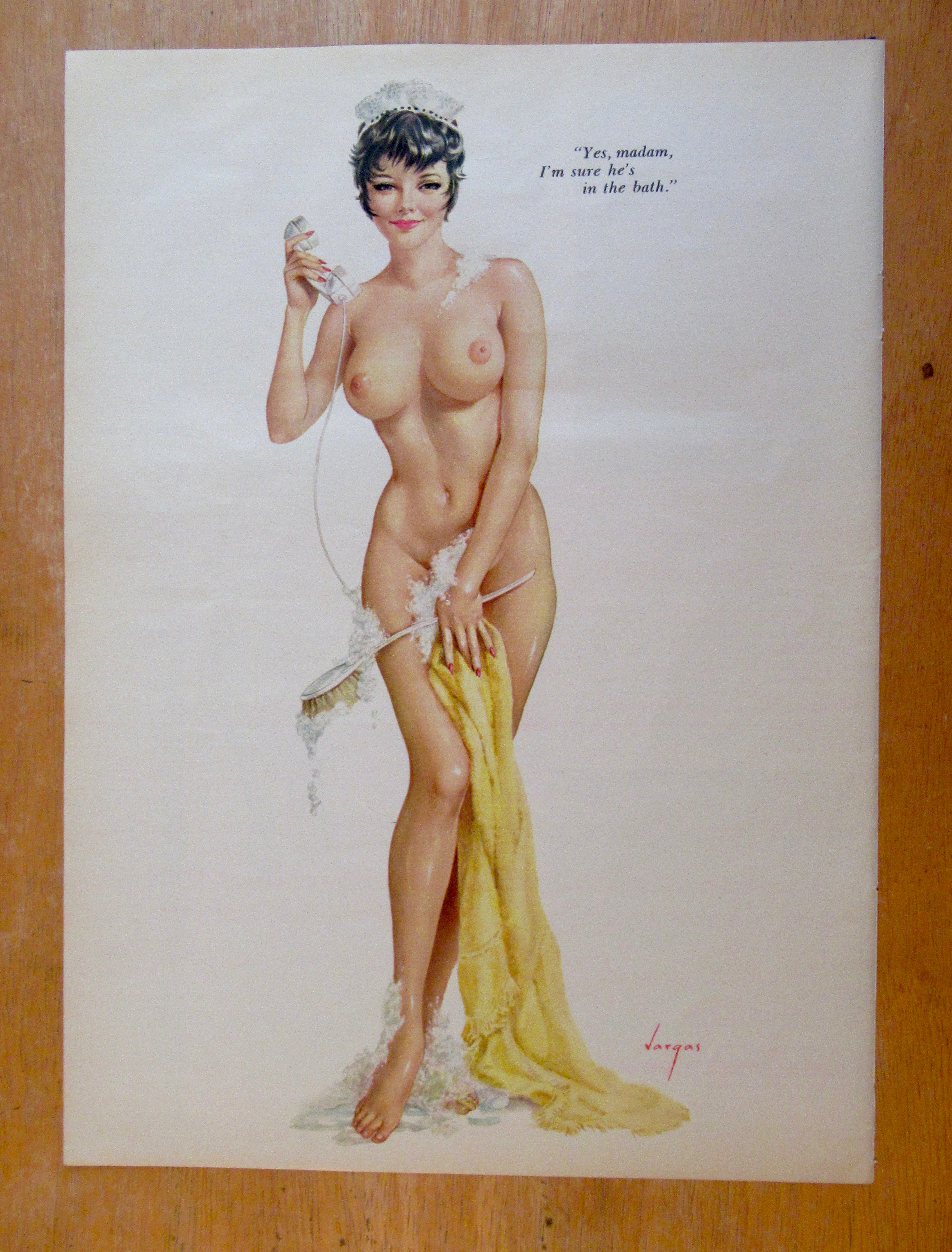 Alberto Vargas Pin Up Girl October 1965 Maid With Phone