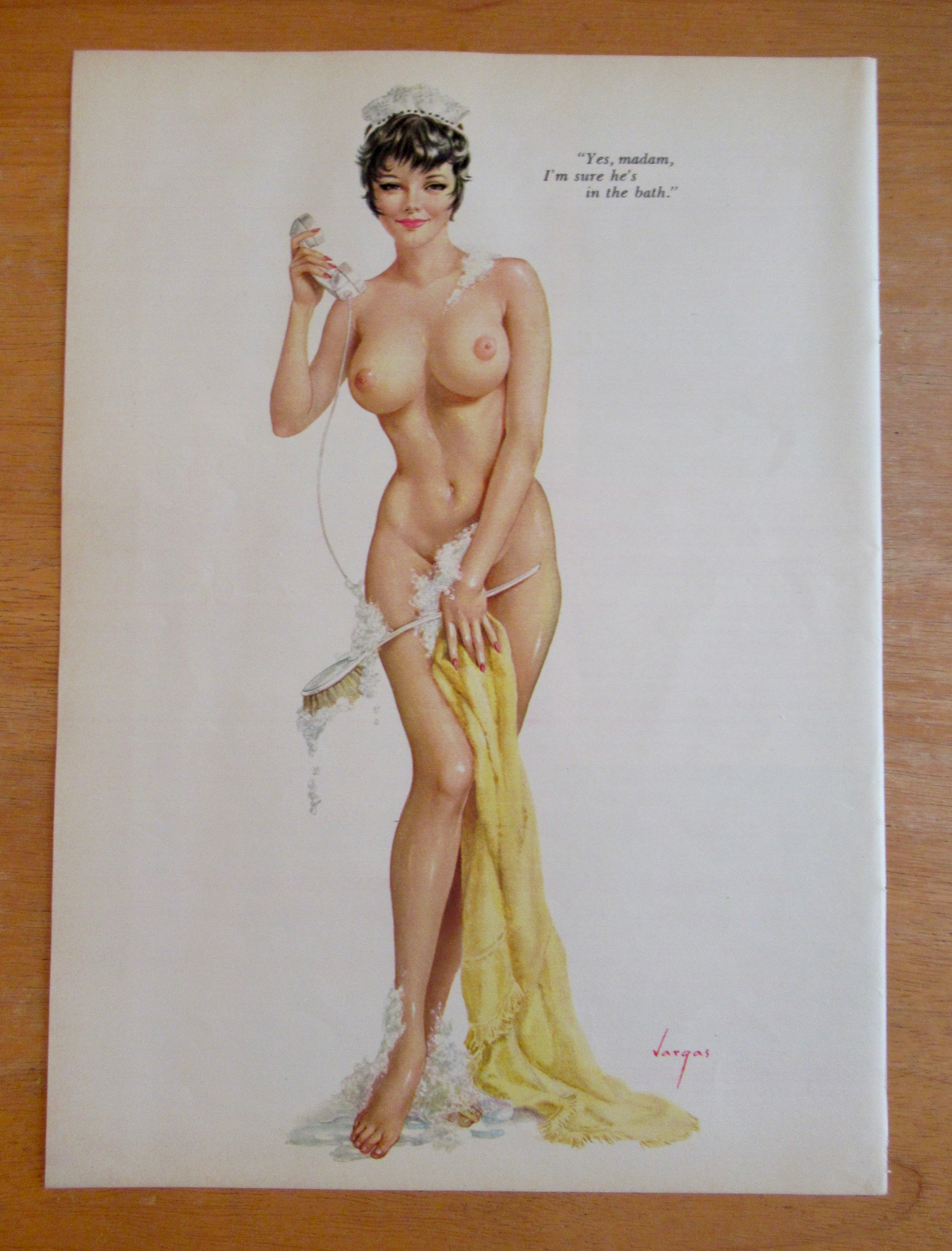 Alberto Vargas Pin Up Girl October 1965 Maid With Phone